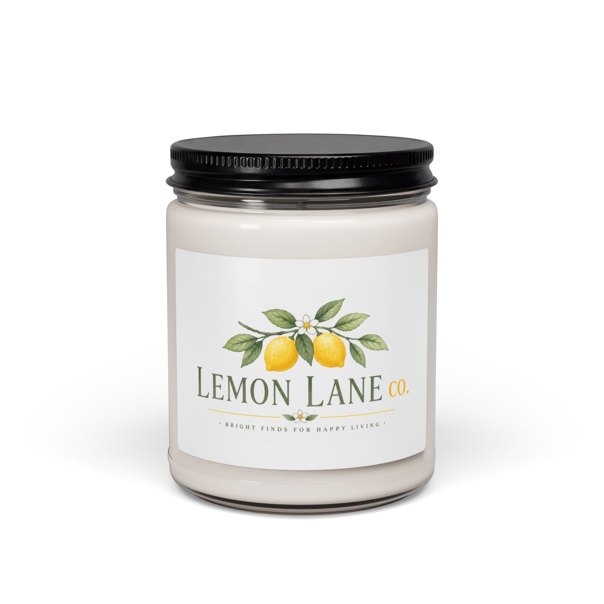 Lemon Lane Co. 9oz Scented Soy Candle — Fresh Lemon Citrus Jar Candle for Home, Kitchen & Gifting