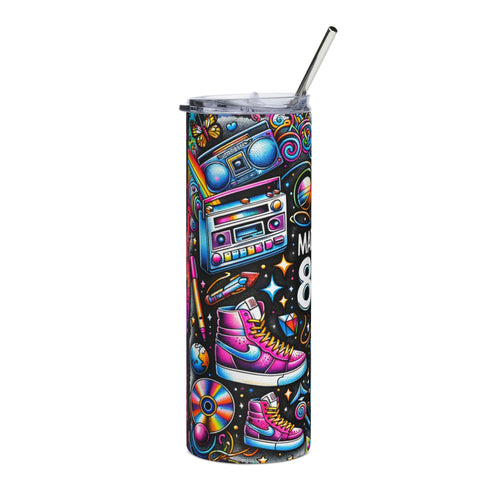 20oz Stainless Tumbler — Made in the 80s Retro Boombox & Roller Skate Design