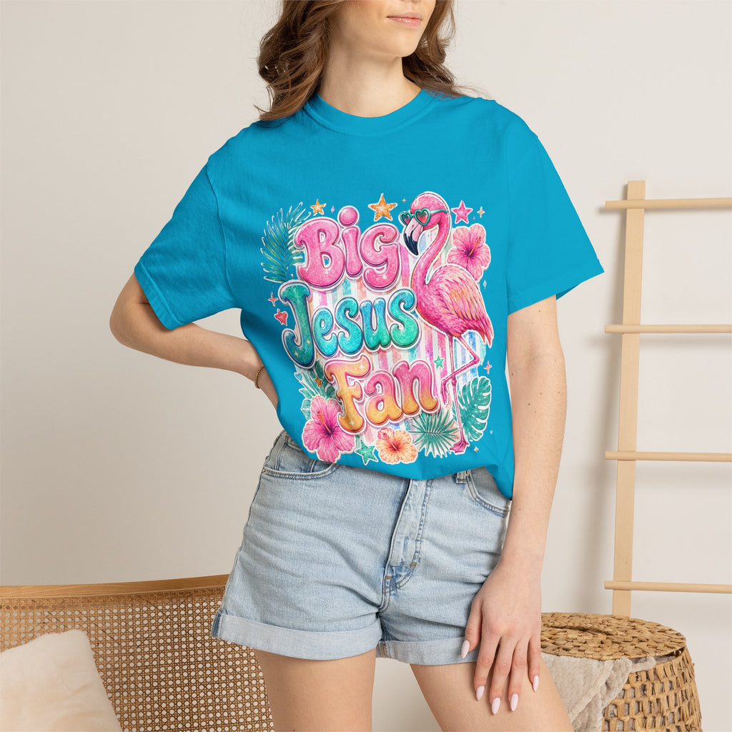 Big Jesus Fan T-Shirt — Tropical Flamingo Christian Graphic Tee