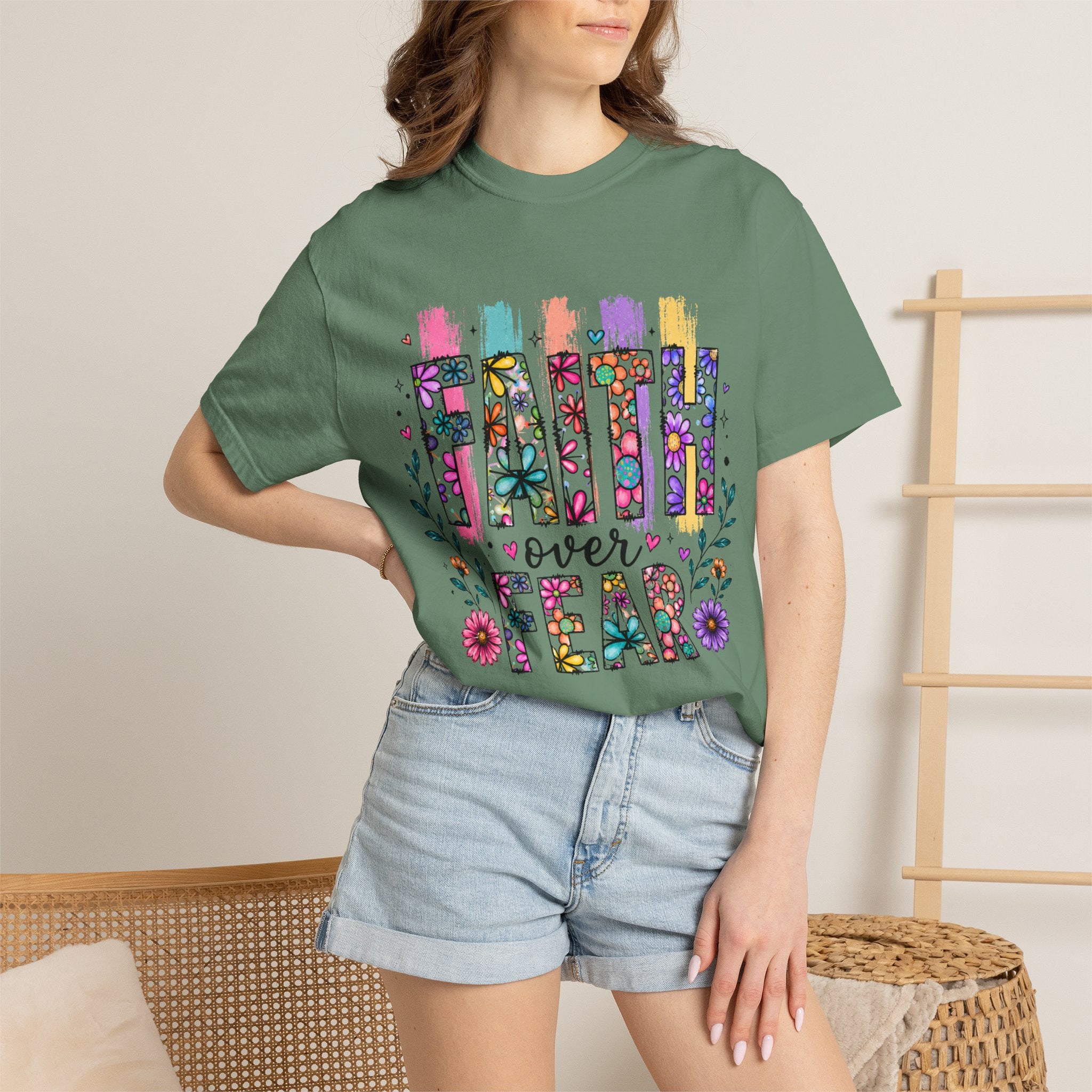 Faith Over Fear Floral Graphic T-Shirt
