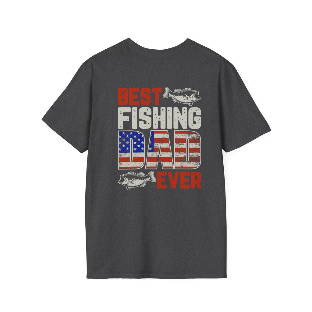 Fishing Dad T‑Shirt — "Best Fishing Dad Ever" Patriotic Pocket Tee