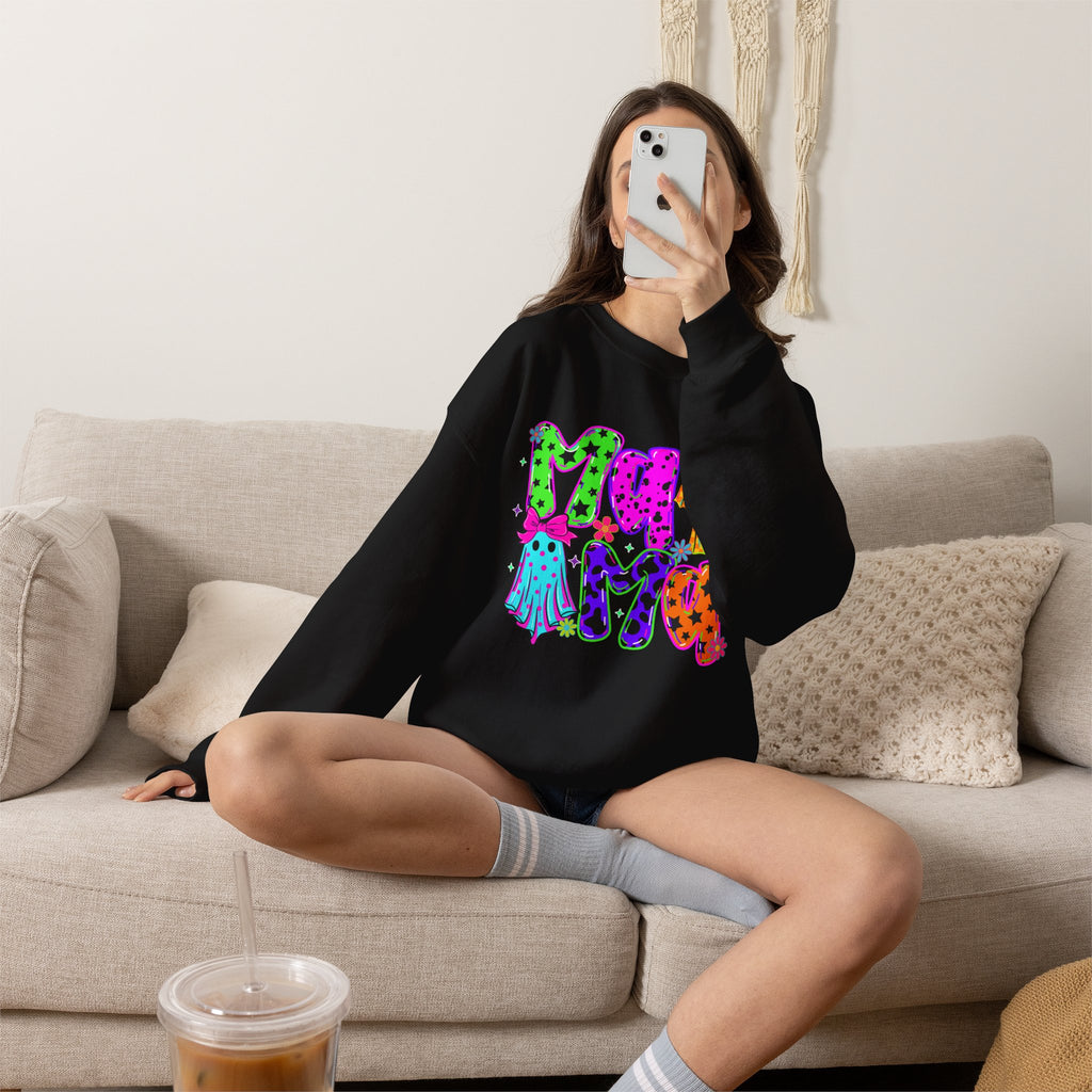 Halloween Ghosts Crewneck Sweatshirt — Colorful Spooky Graphic
