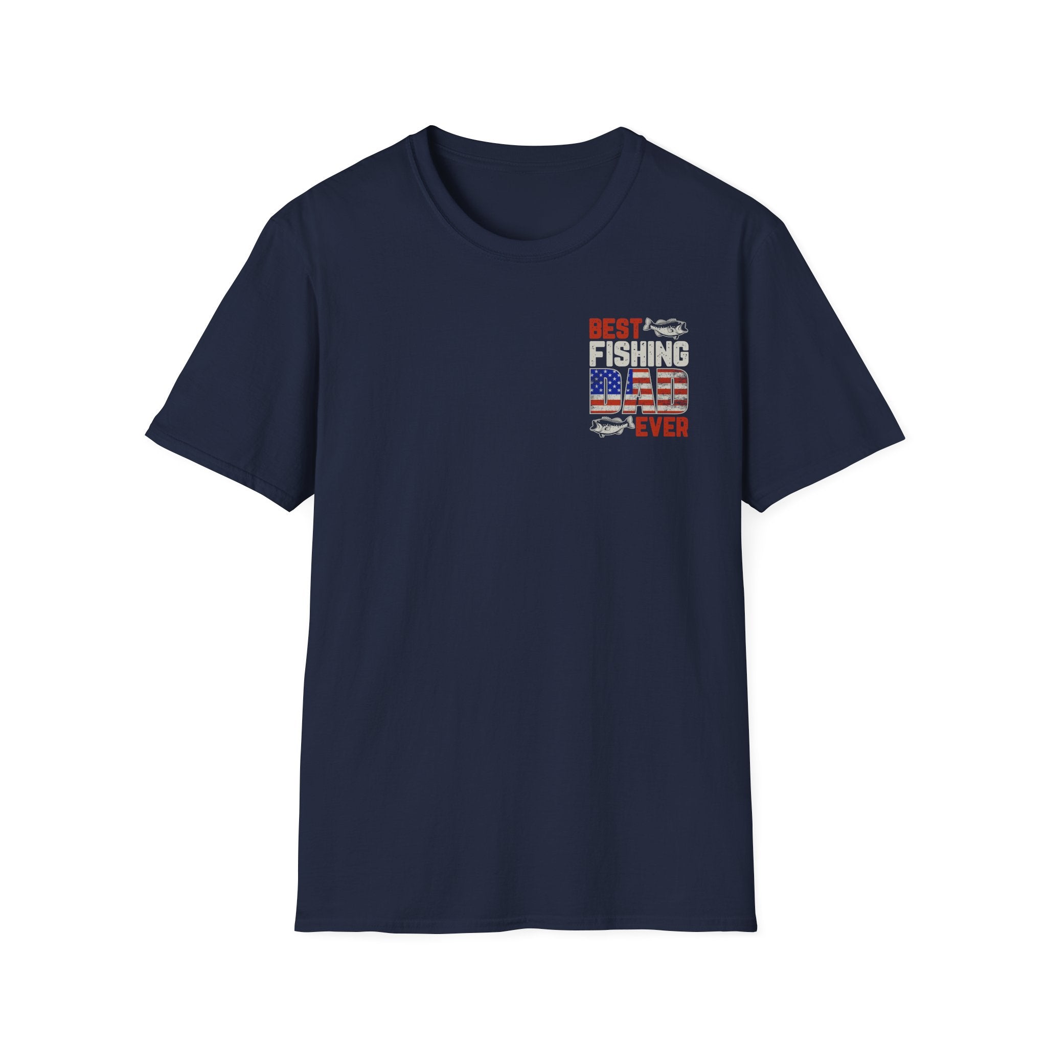 Fishing Dad T‑Shirt — "Best Fishing Dad Ever" Patriotic Pocket Tee