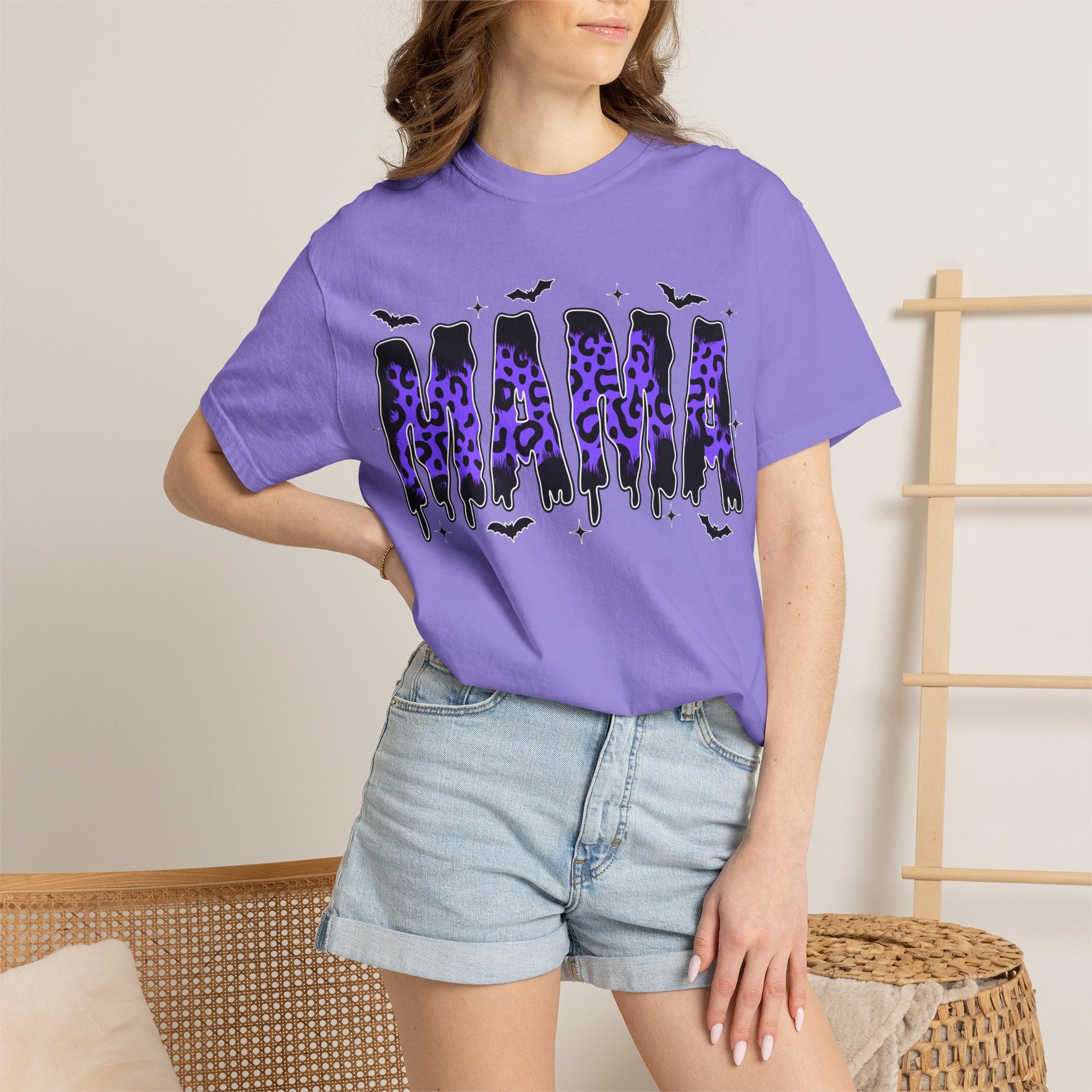 Witchy 'WITCH' Leopard Drip Tee – Purple Halloween Graphic T-Shirt