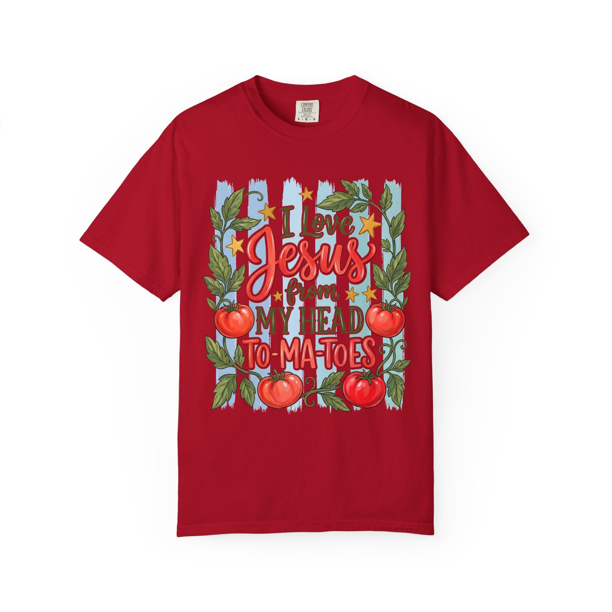Christian T-Shirt — "I Love Jesus From My Head to-Ma-Toes" Tomato Design