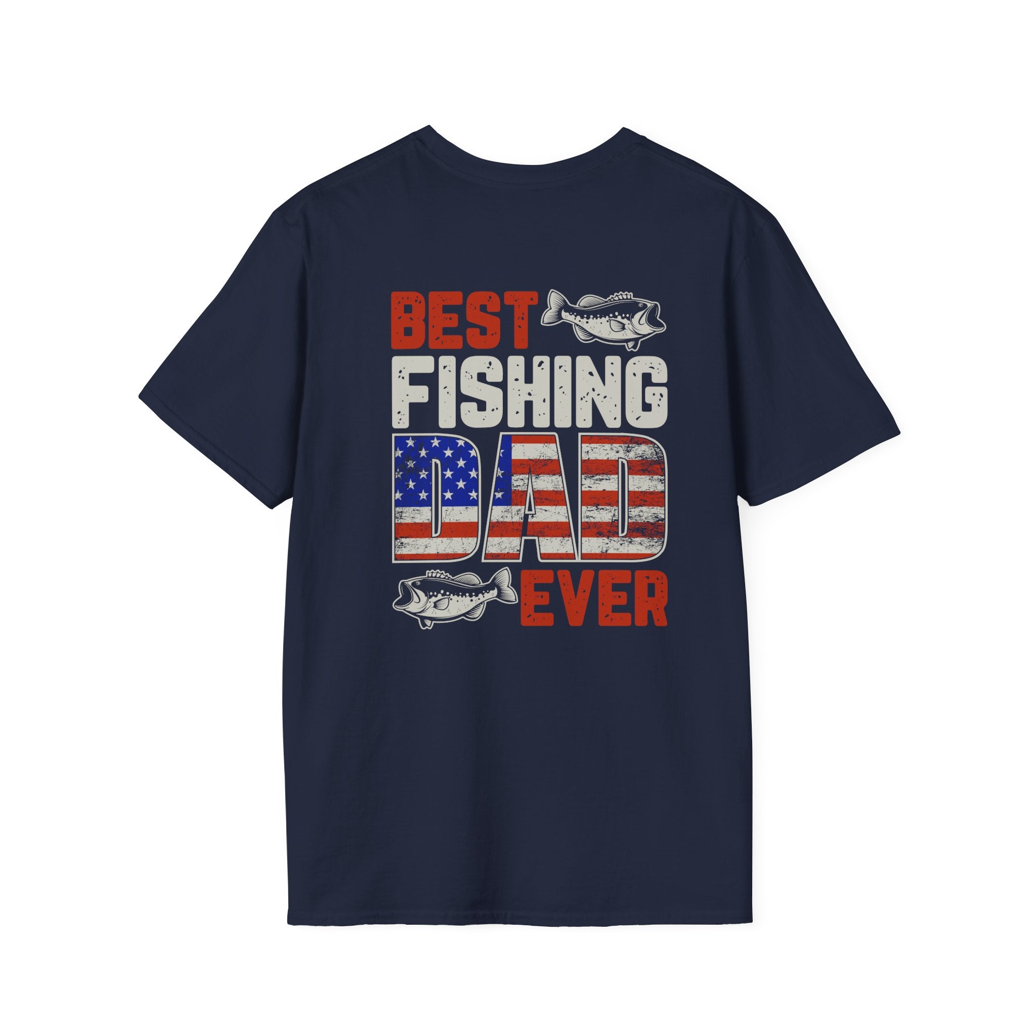 Fishing Dad T‑Shirt — "Best Fishing Dad Ever" Patriotic Pocket Tee