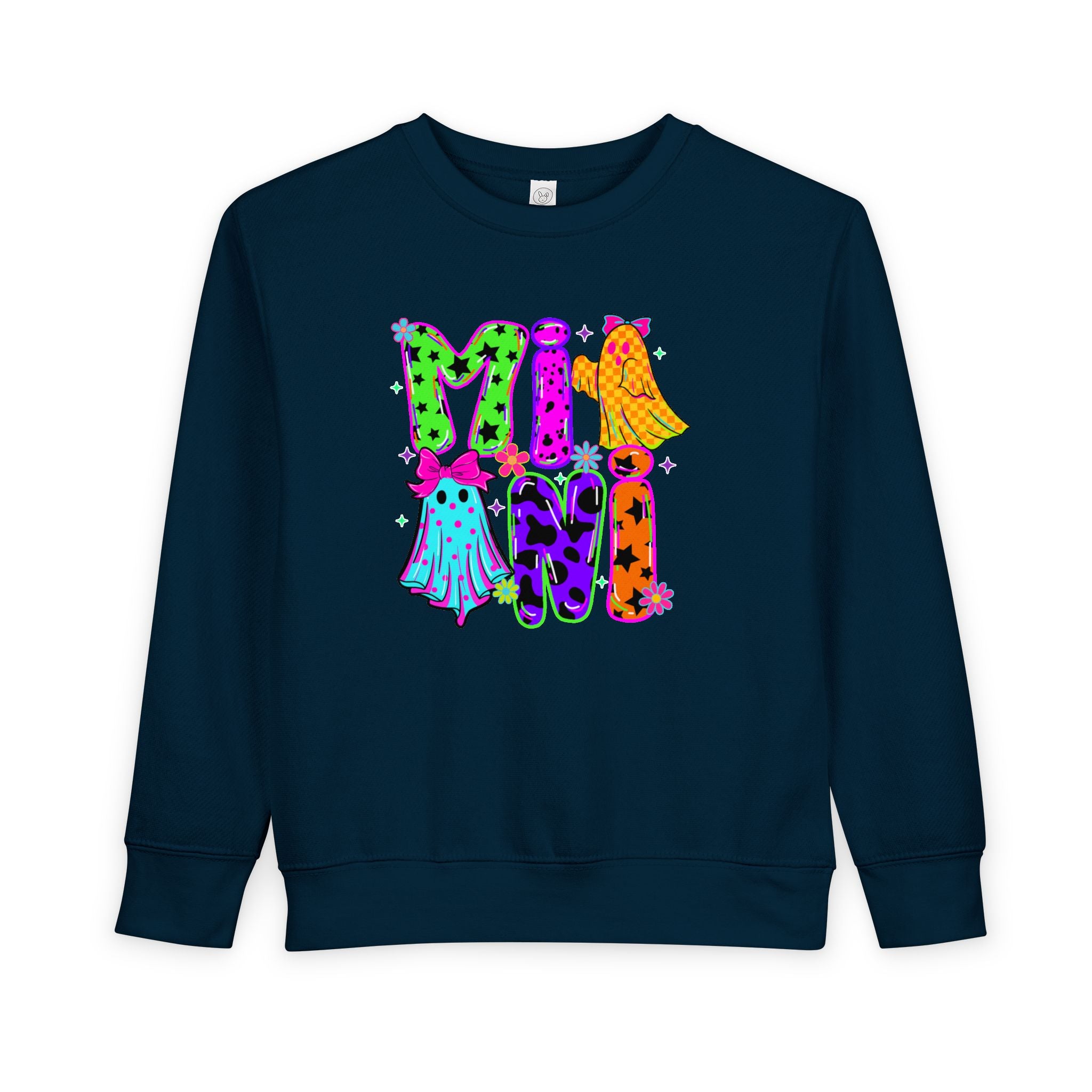 Toddler Sweatshirt — "Mini Monster" Colorful Halloween Ghosts Graphic