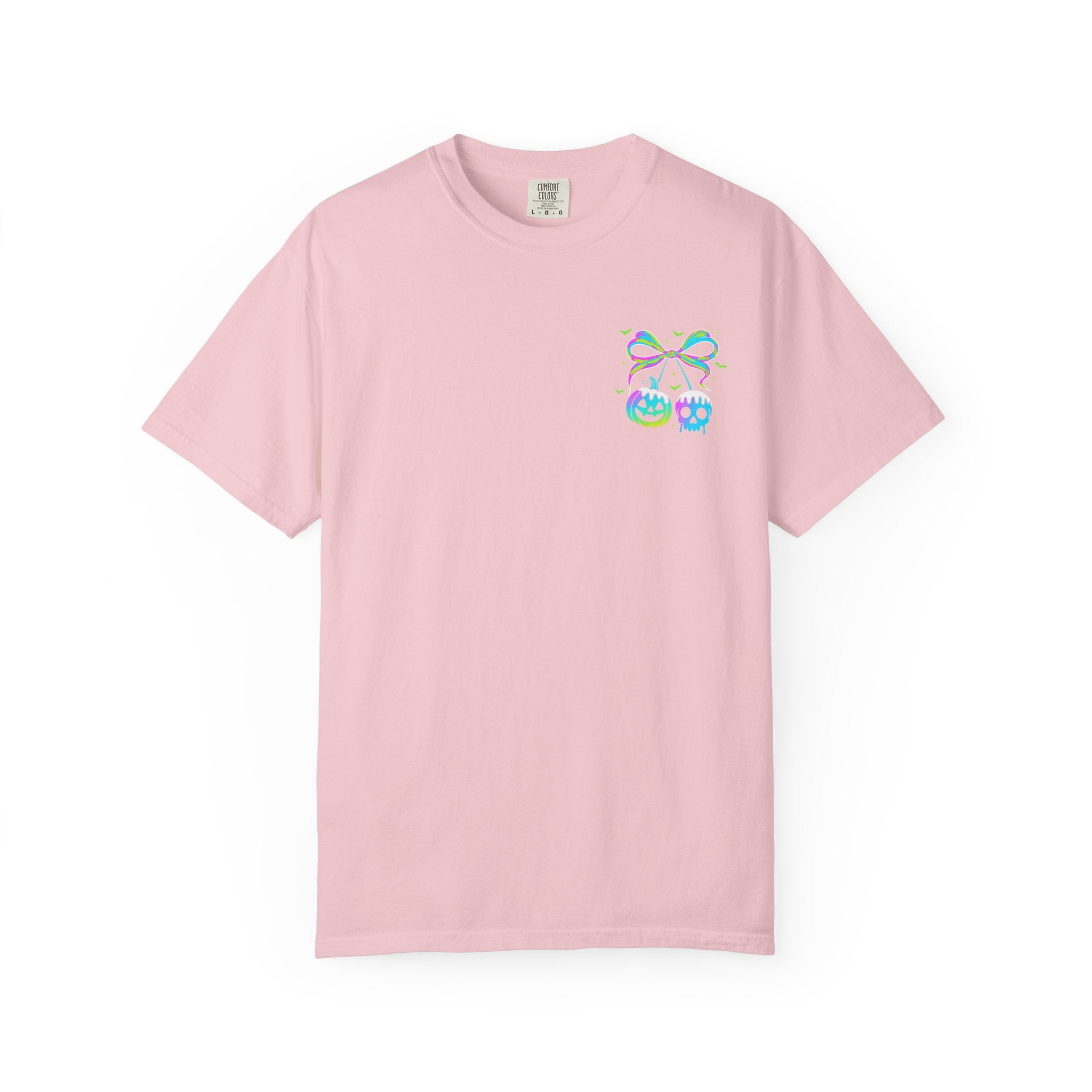 Boo Halloween Graphic T-Shirt — Cute Pastel Ghost & Bow Tee