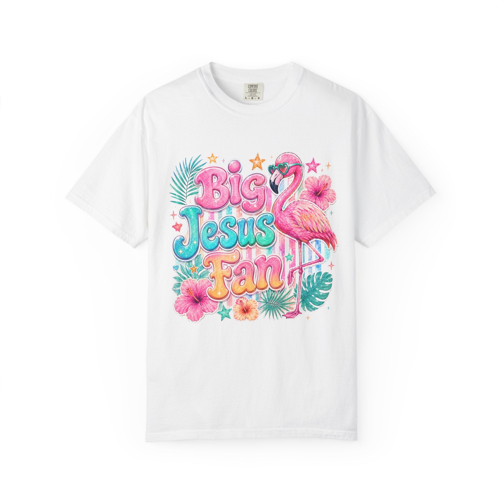 Big Jesus Fan T-Shirt — Tropical Flamingo Christian Graphic Tee
