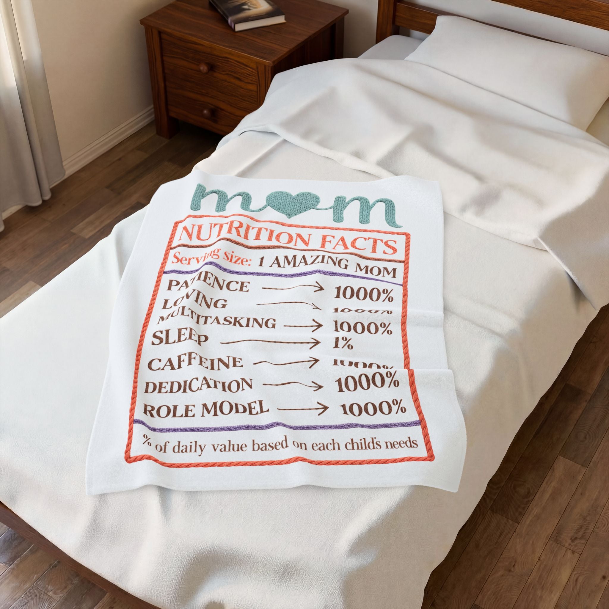 Mom Nutrition Facts Velveteen Plush Blanket — Funny Mother's Day Gift