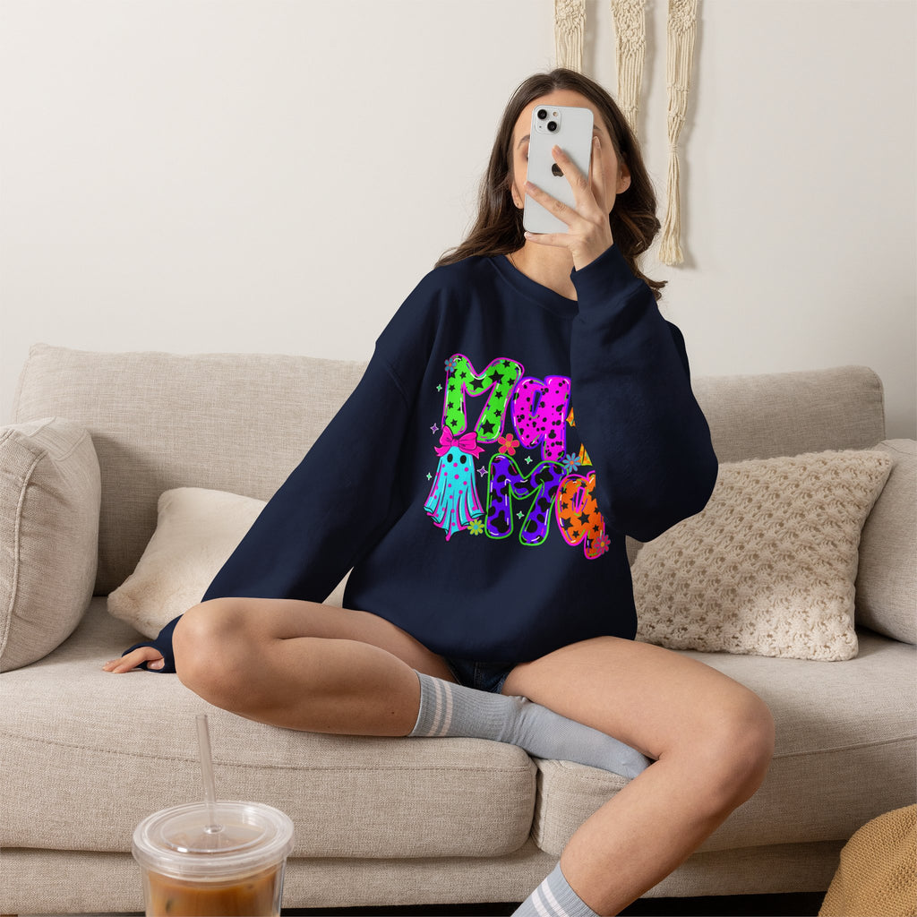 Halloween Ghosts Crewneck Sweatshirt — Colorful Spooky Graphic