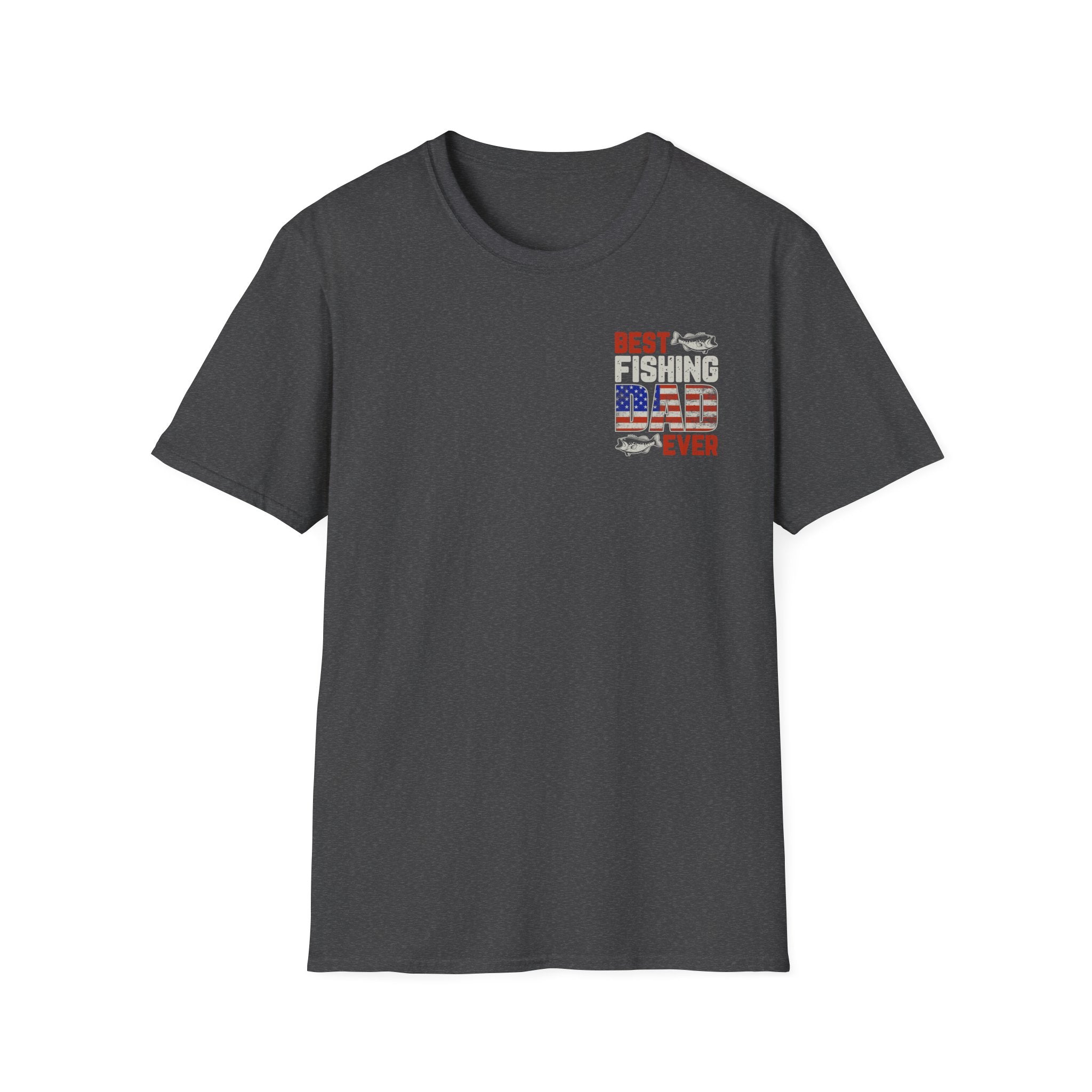 Fishing Dad T‑Shirt — "Best Fishing Dad Ever" Patriotic Pocket Tee