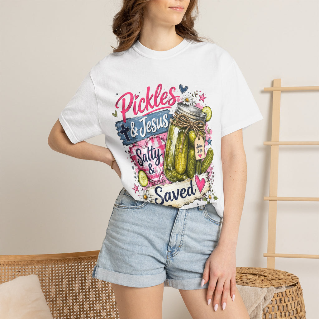 Pickles & Jesus T-Shirt — “Salty & Saved” Christian Graphic Tee