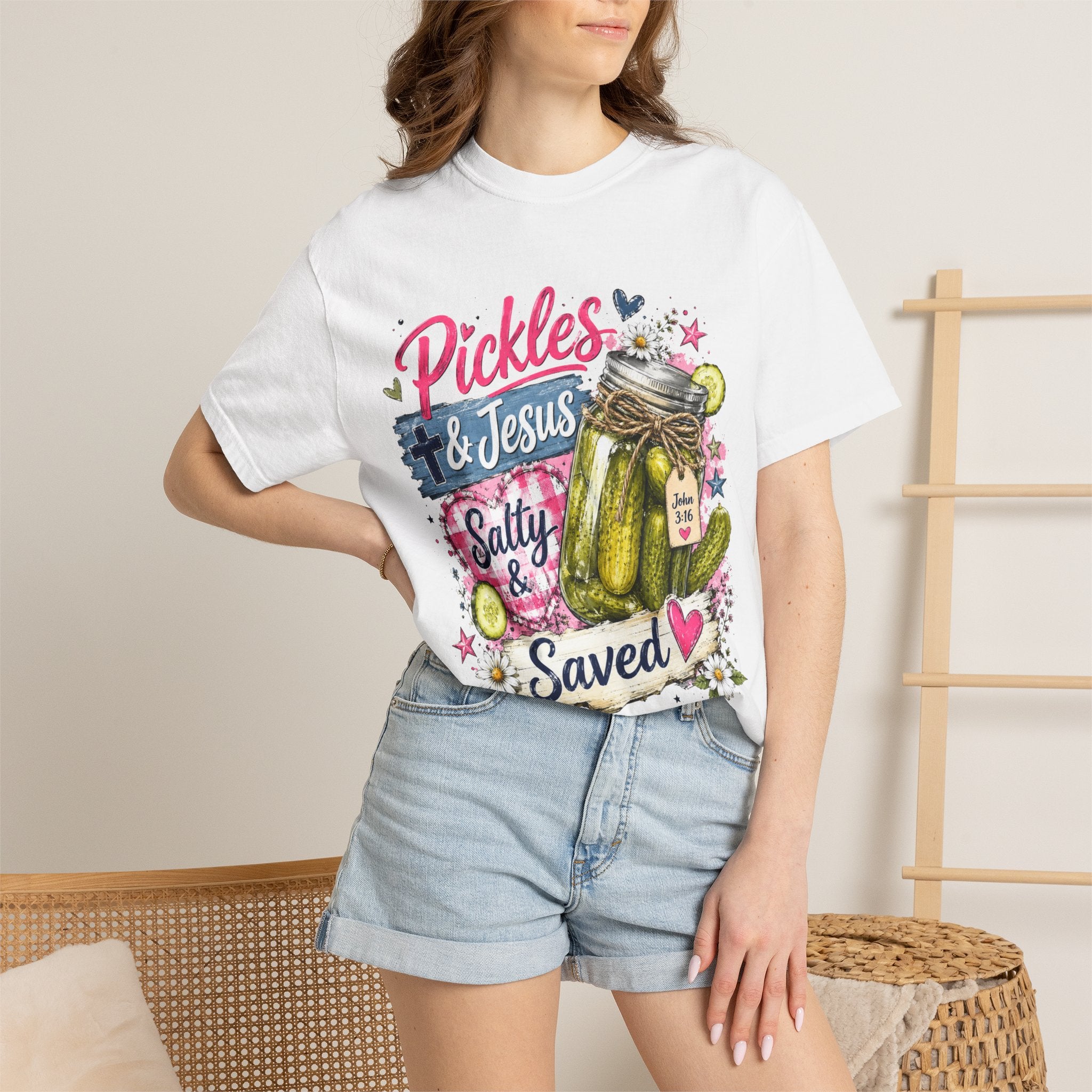 Pickles & Jesus T-Shirt — “Salty & Saved” Christian Graphic Tee