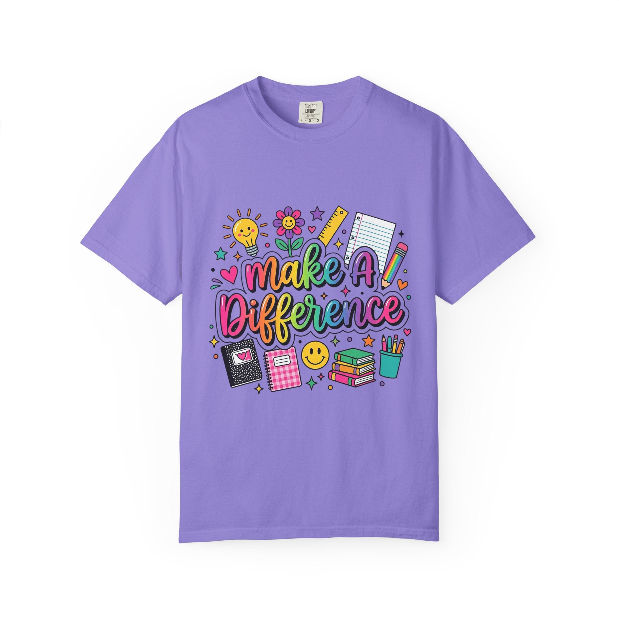 Make A Difference Teacher T-Shirt — Cute School Supplies Graphic Tee for Educators & Students