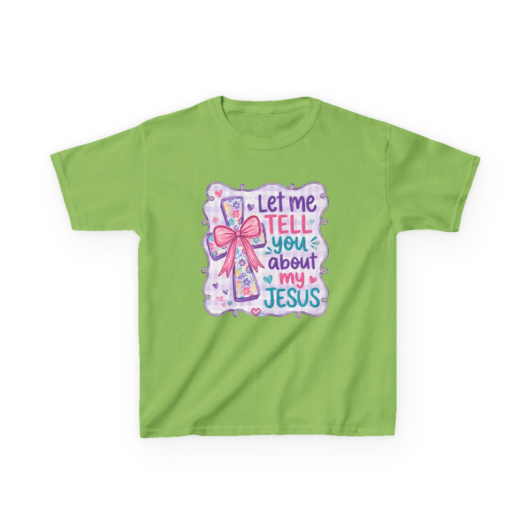 Kids Tee “Let Me Tell You About My Jesus” — Cute Christian Faith Shirt