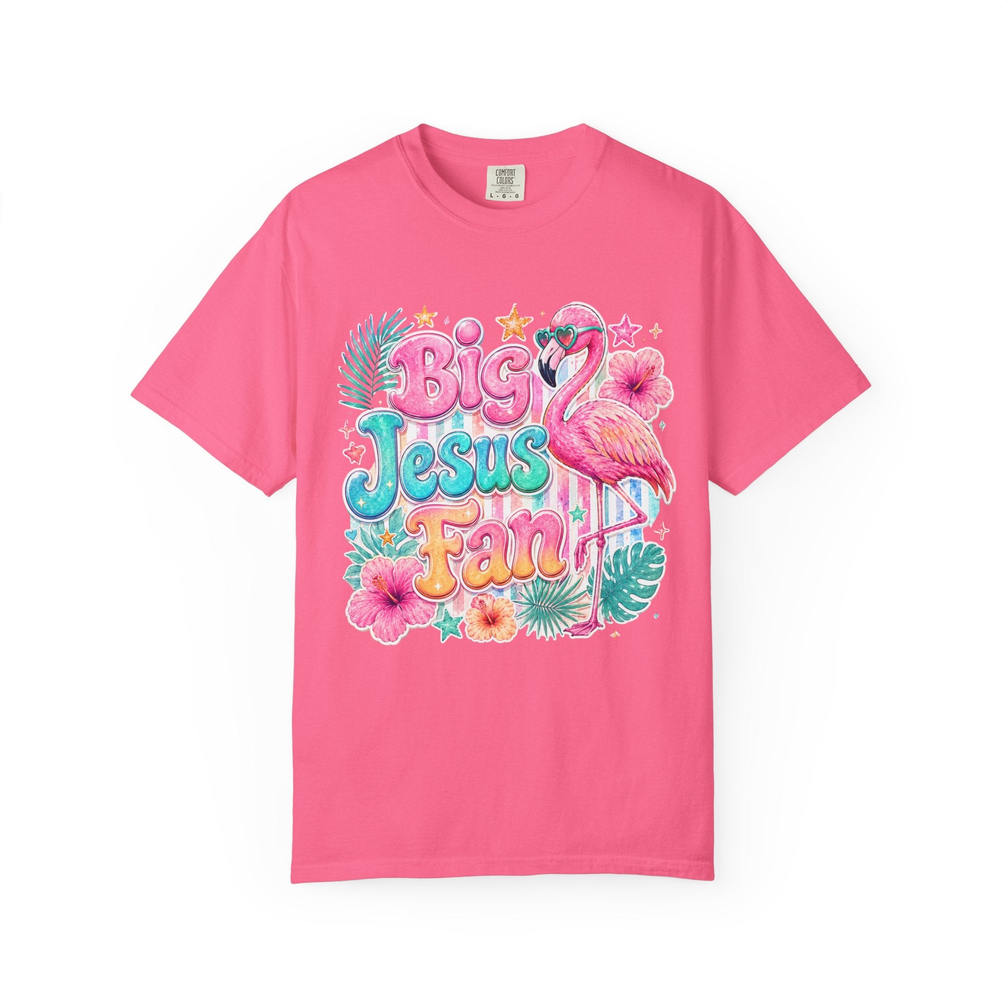 Big Jesus Fan T-Shirt — Tropical Flamingo Christian Graphic Tee
