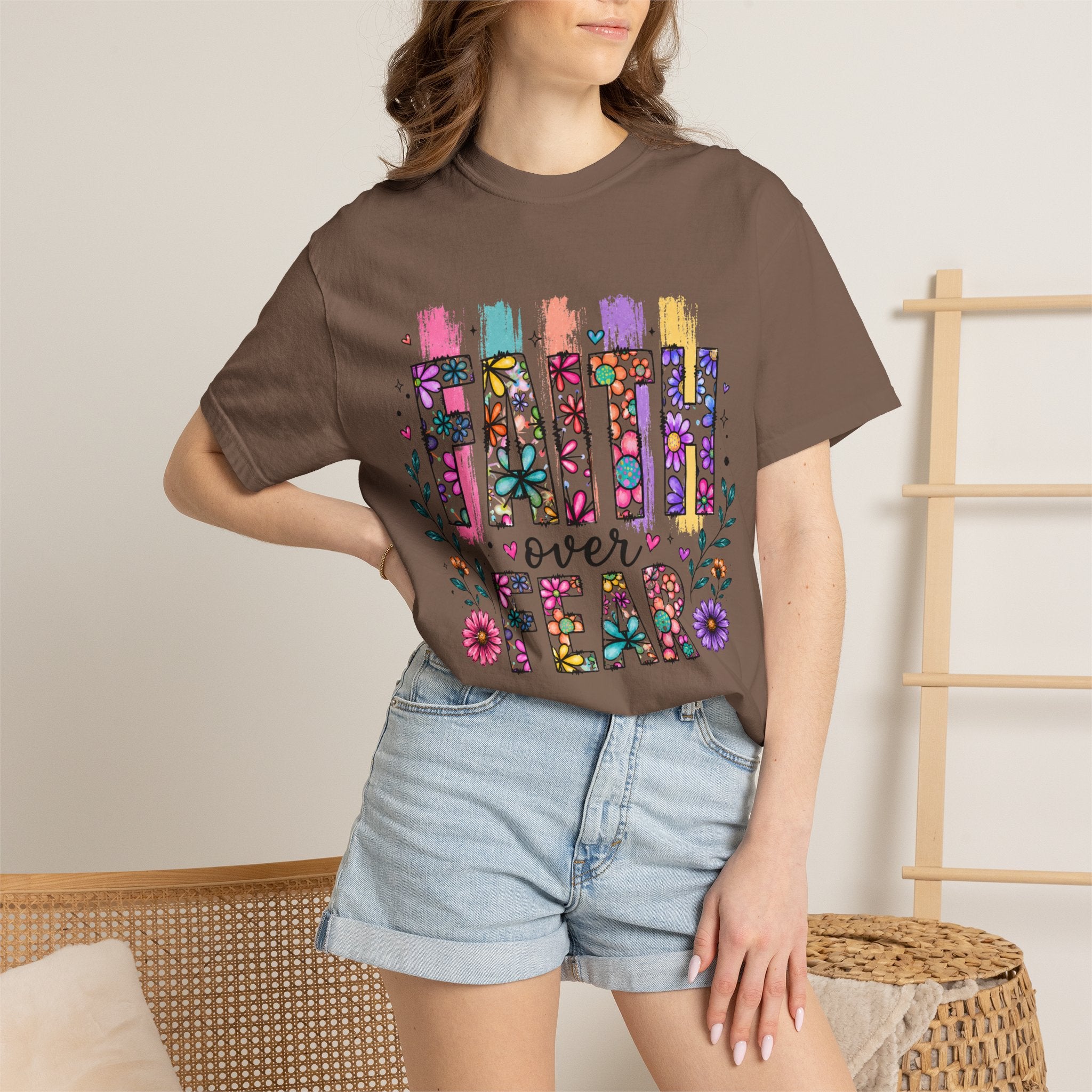 Faith Over Fear Floral Graphic T-Shirt