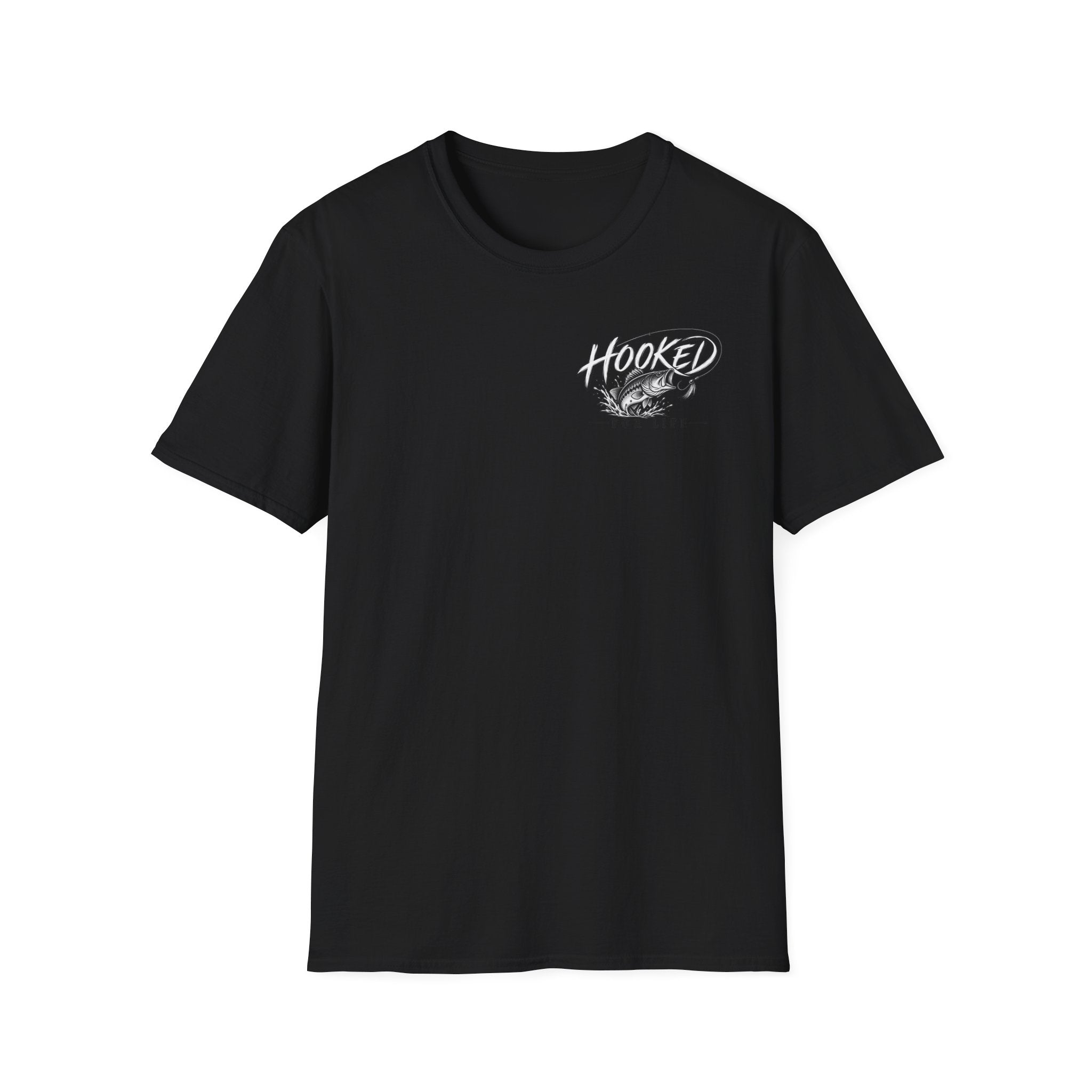 Hooked Fishing T-Shirt — “Hooked” Bass Graphic Tee for Anglers