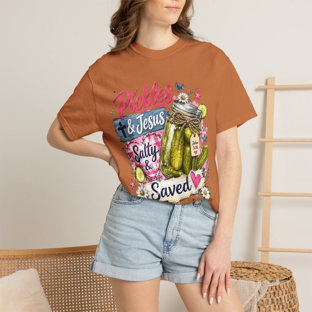 Pickles & Jesus T-Shirt — “Salty & Saved” Christian Graphic Tee