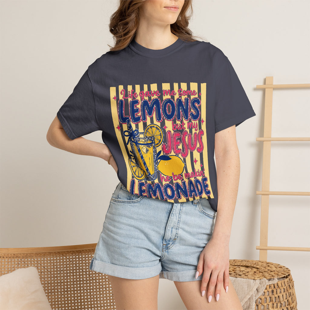 Christian Lemonade T-Shirt — “Life Gave Me Some Lemons but My Jesus” Graphic Tee