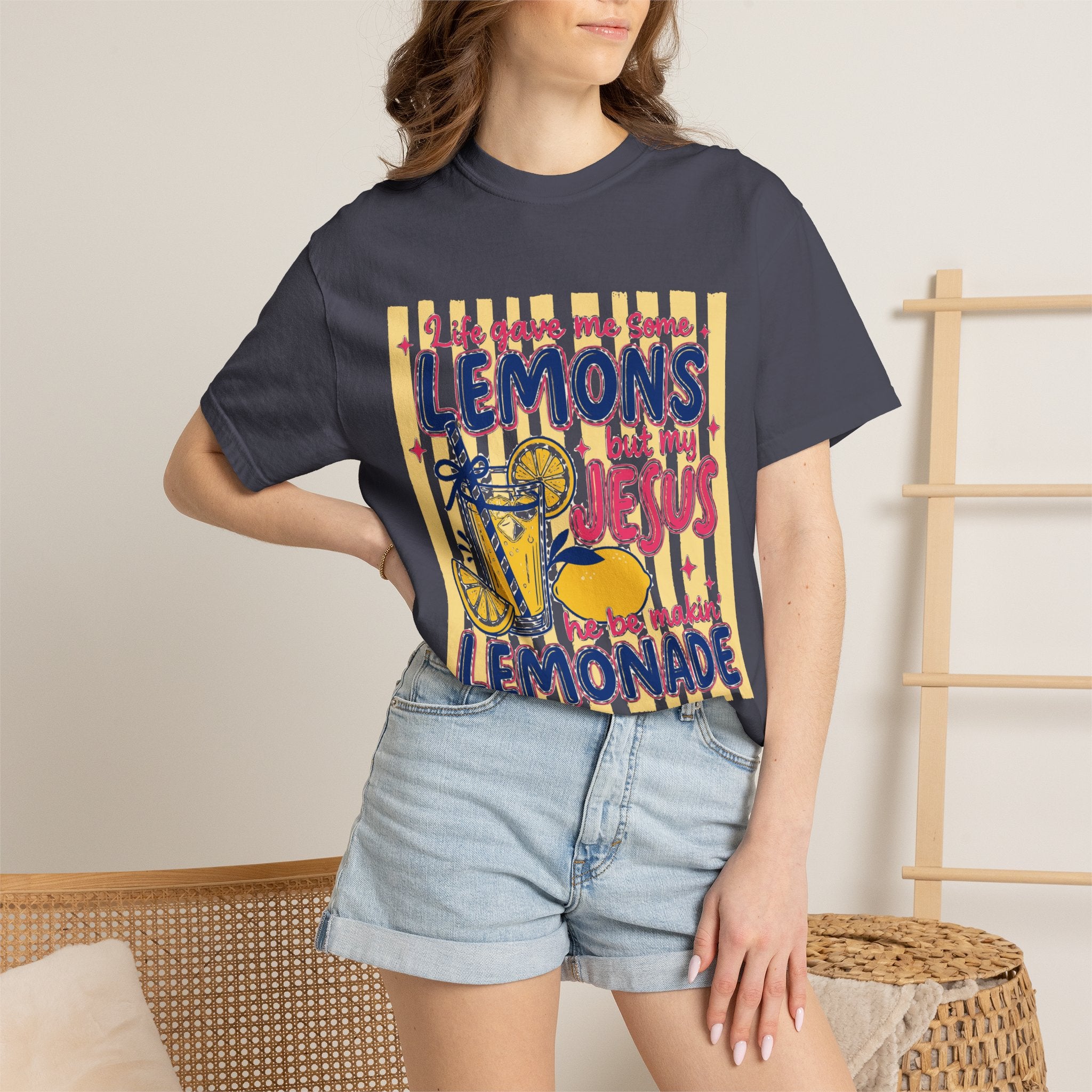 Christian Lemonade T-Shirt — “Life Gave Me Some Lemons but My Jesus” Graphic Tee