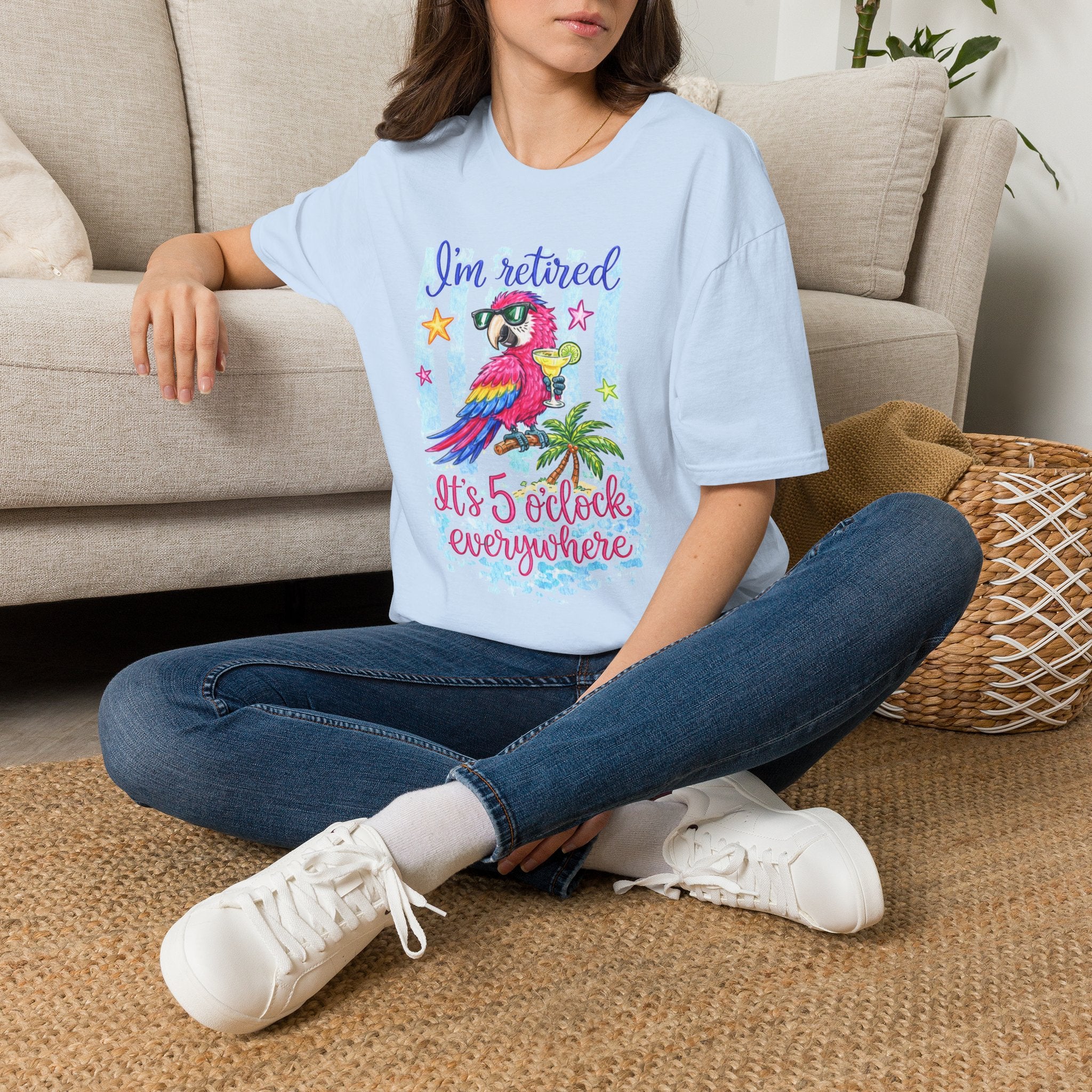 Retired Parrot T-Shirt — "I'm Retired" Colorful Tropical Bird Tee