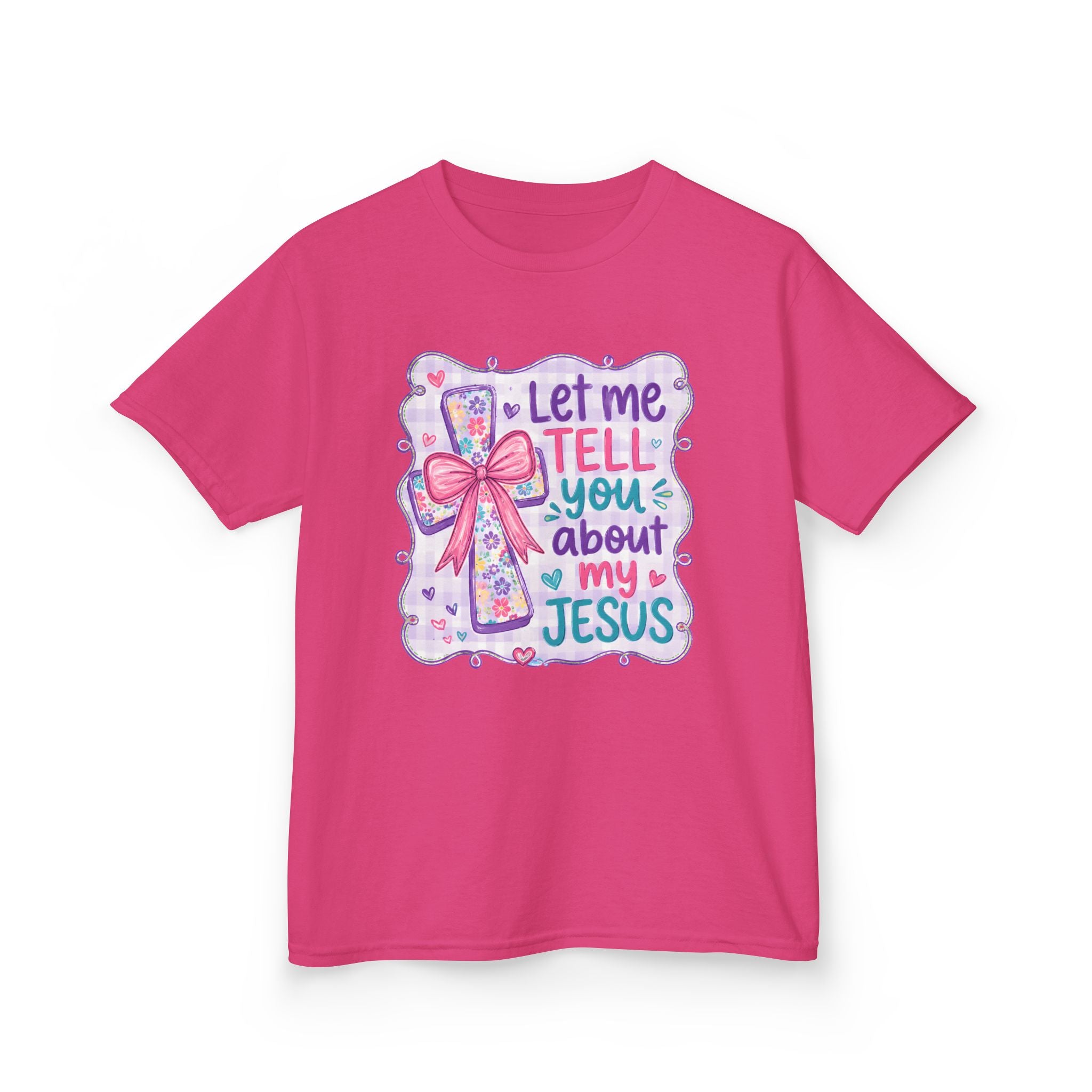 Kids Tee “Let Me Tell You About My Jesus” — Cute Christian Faith Shirt
