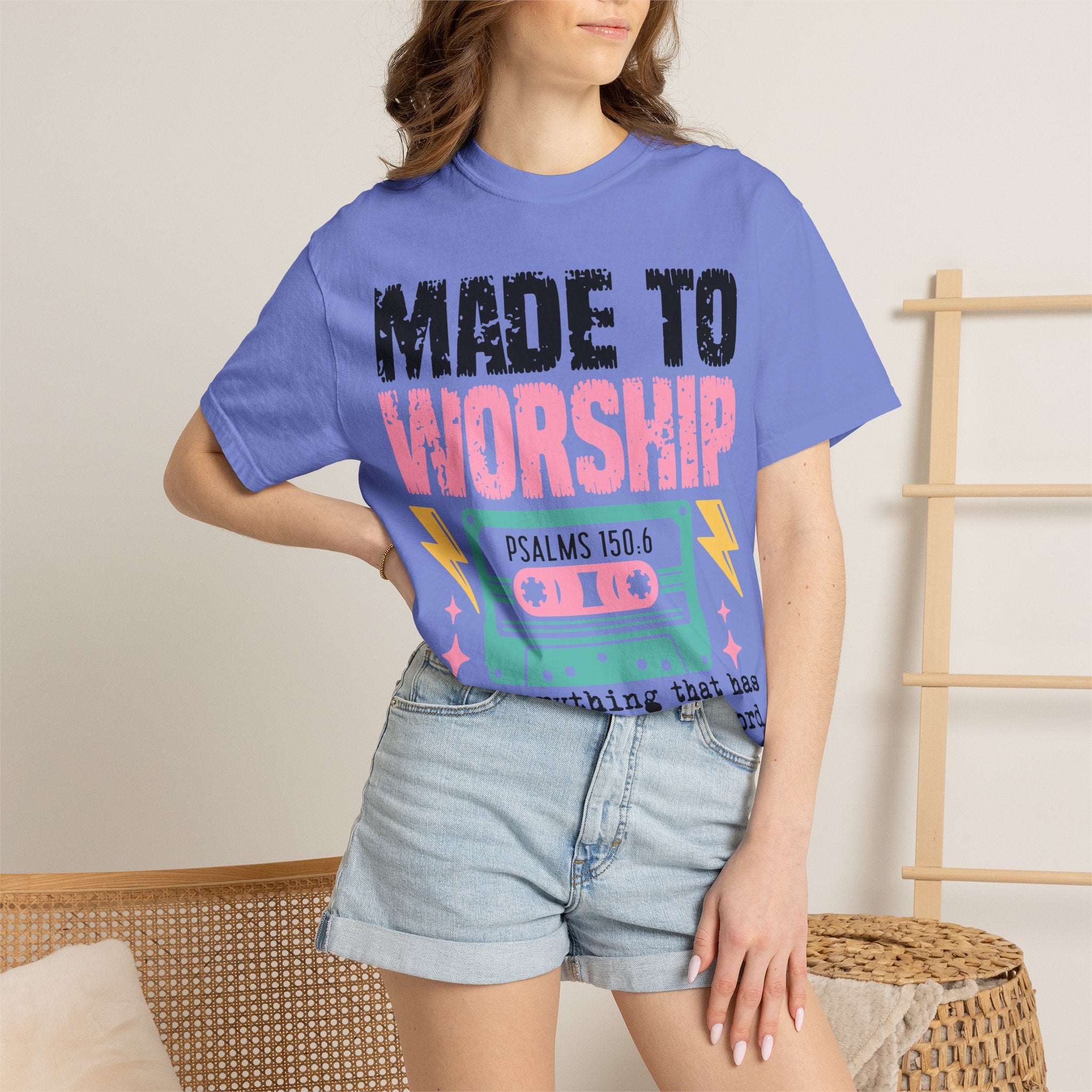 Made to Worship T-Shirt — "Psalms 150:6" Retro Cassette Christian Tee