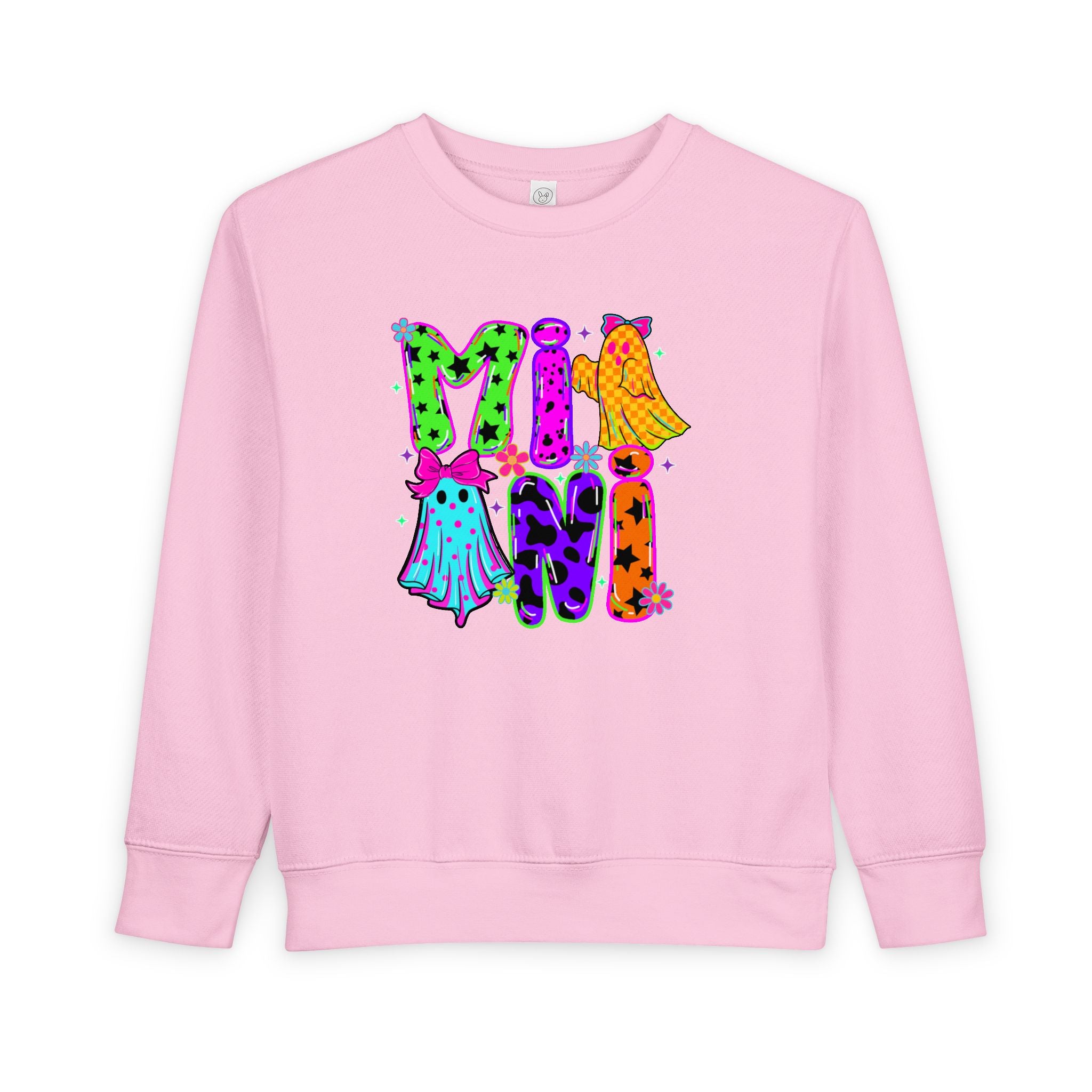 Toddler Sweatshirt — "Mini Monster" Colorful Halloween Ghosts Graphic
