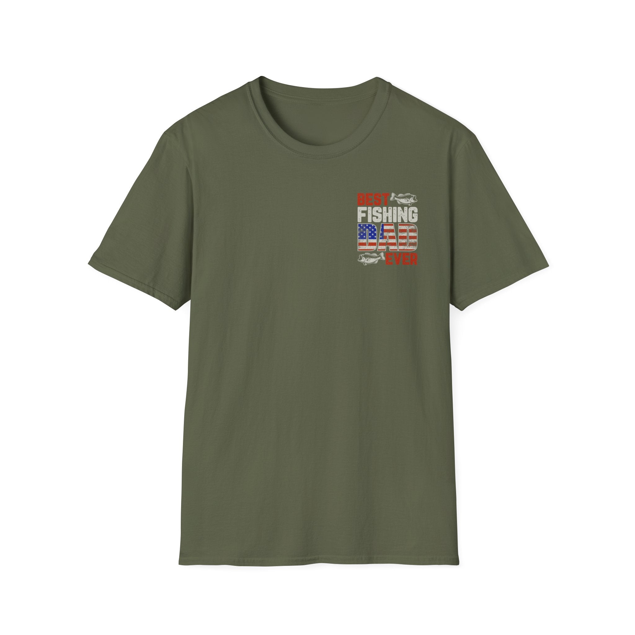 Fishing Dad T‑Shirt — "Best Fishing Dad Ever" Patriotic Pocket Tee