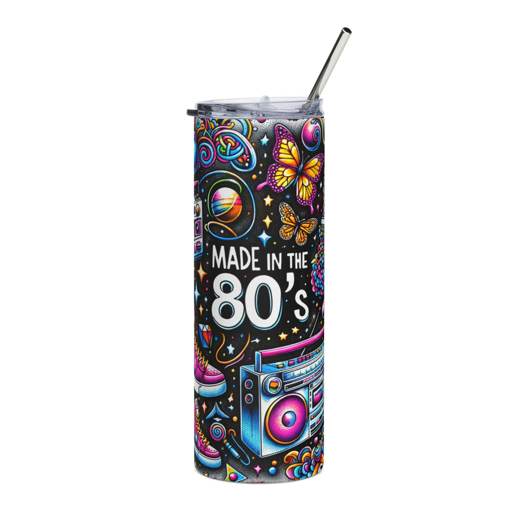 20oz Stainless Tumbler — Made in the 80s Retro Boombox & Roller Skate Design