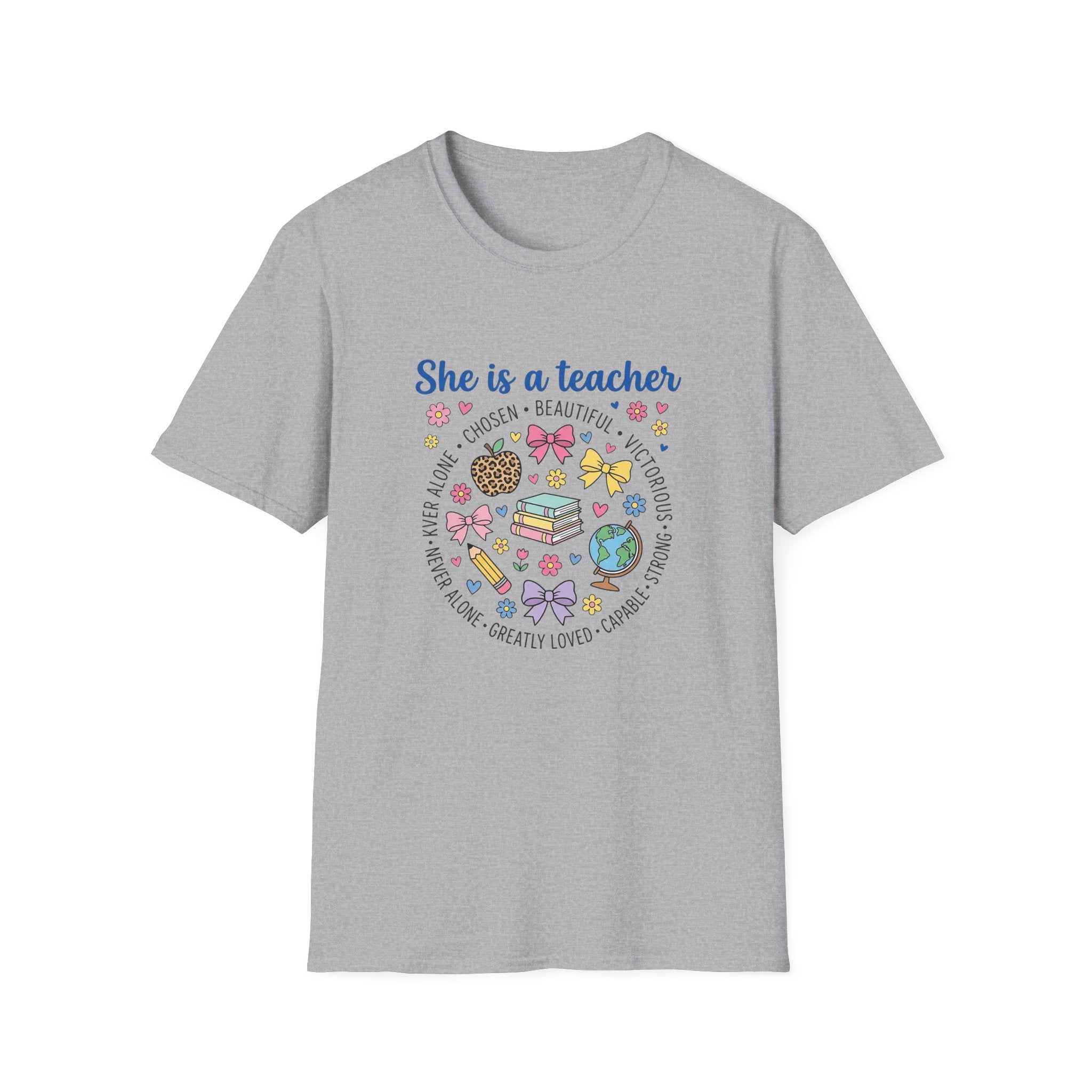 She Is a Teacher T-Shirt — Feminine Floral Inspirational Teacher Gift