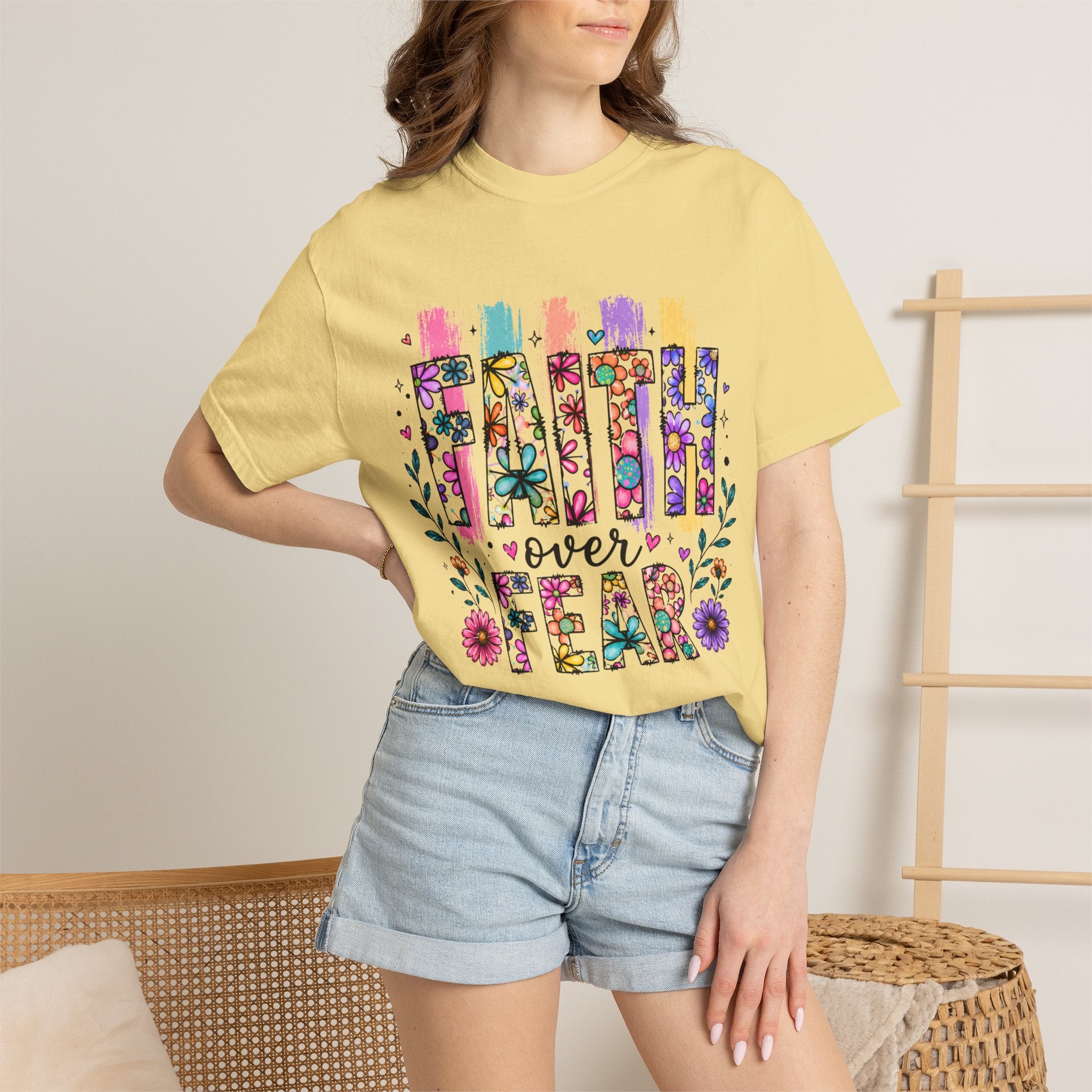 Faith Over Fear Floral Graphic T-Shirt