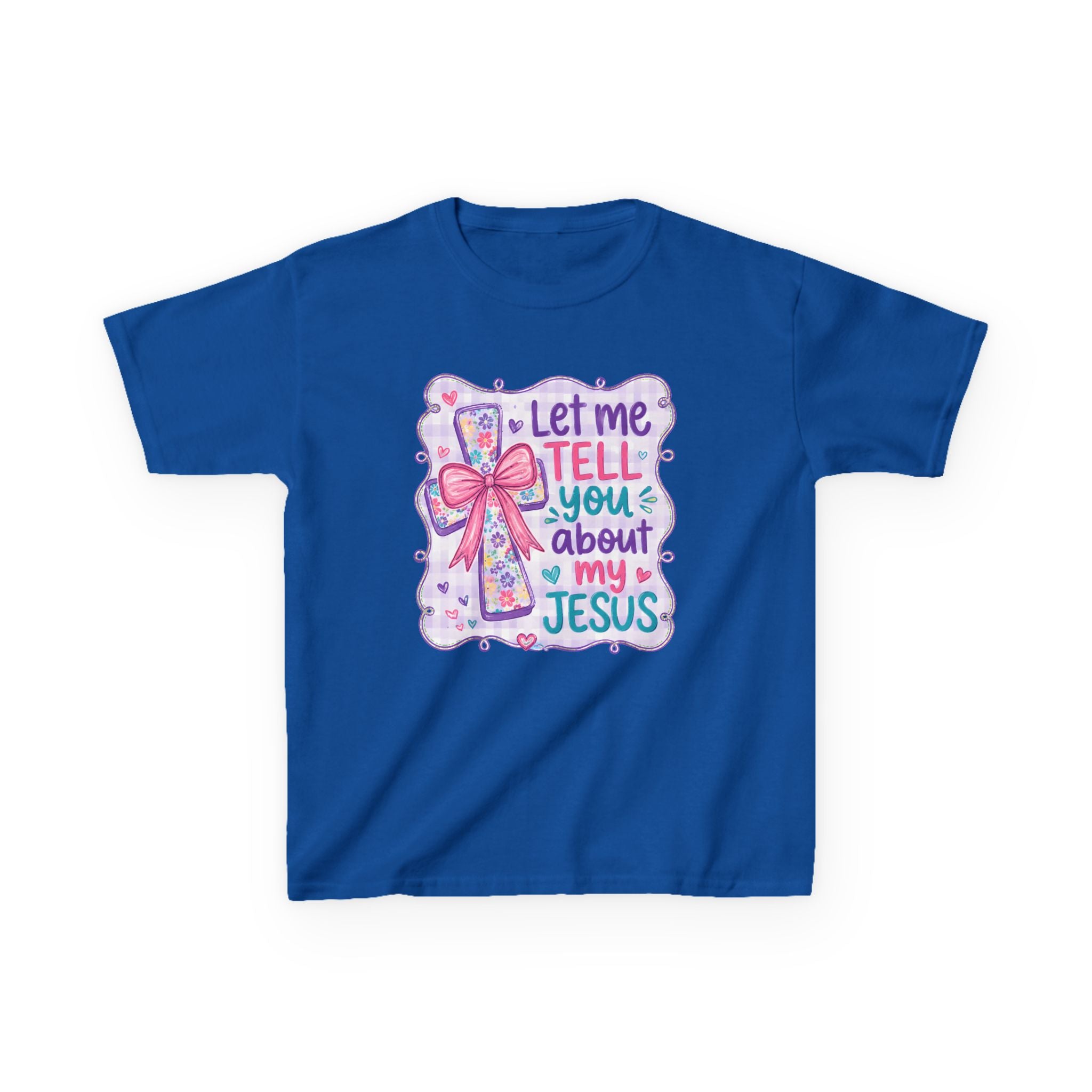 Kids Tee “Let Me Tell You About My Jesus” — Cute Christian Faith Shirt