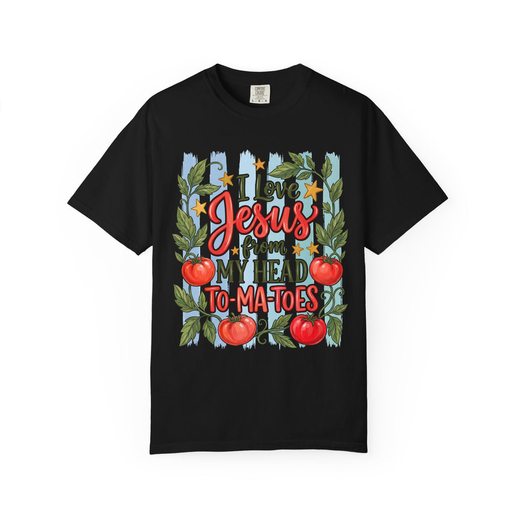Christian T-Shirt — "I Love Jesus From My Head to-Ma-Toes" Tomato Design