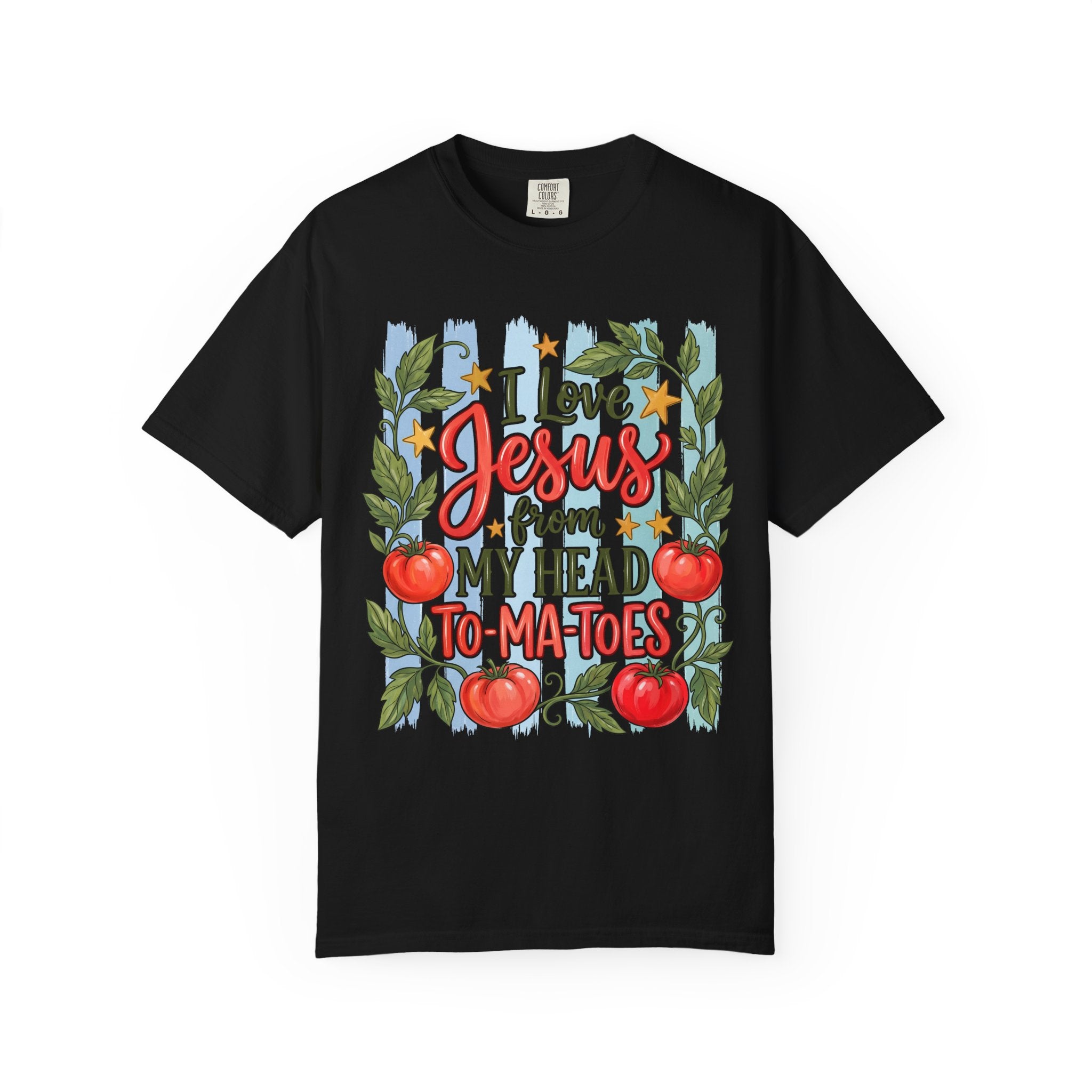 Christian T-Shirt — "I Love Jesus From My Head to-Ma-Toes" Tomato Design