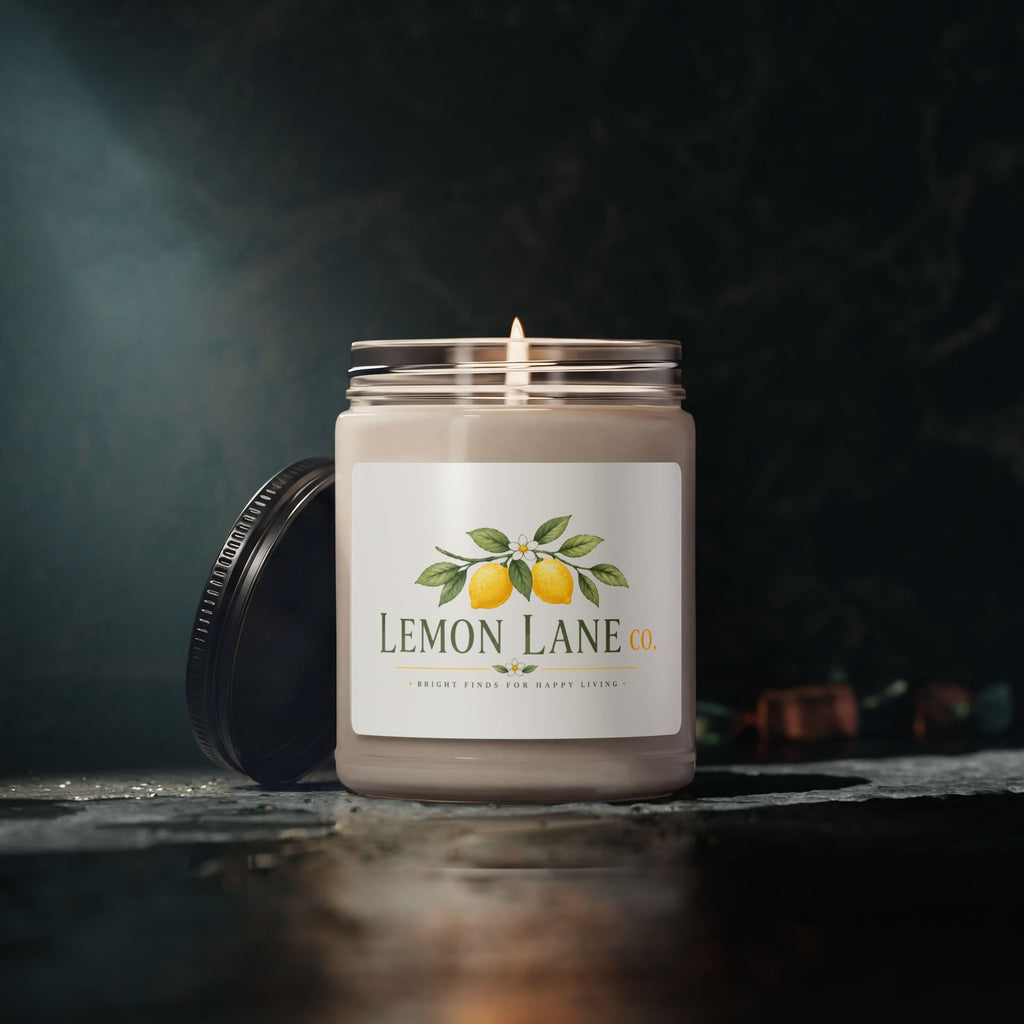 Lemon Lane Co. 9oz Scented Soy Candle — Fresh Lemon Citrus Jar Candle for Home, Kitchen & Gifting