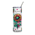20oz Bee Happy Stainless Steel Tumbler — 'Bee Yourself' Floral Sunflower Design