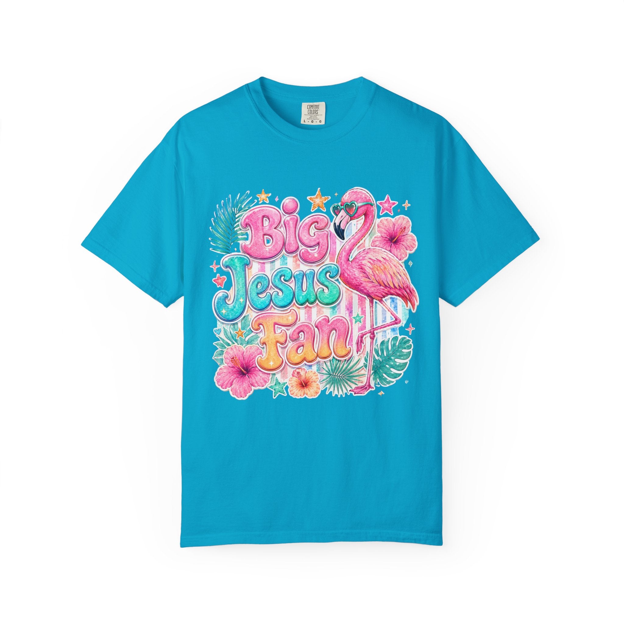 Big Jesus Fan T-Shirt — Tropical Flamingo Christian Graphic Tee