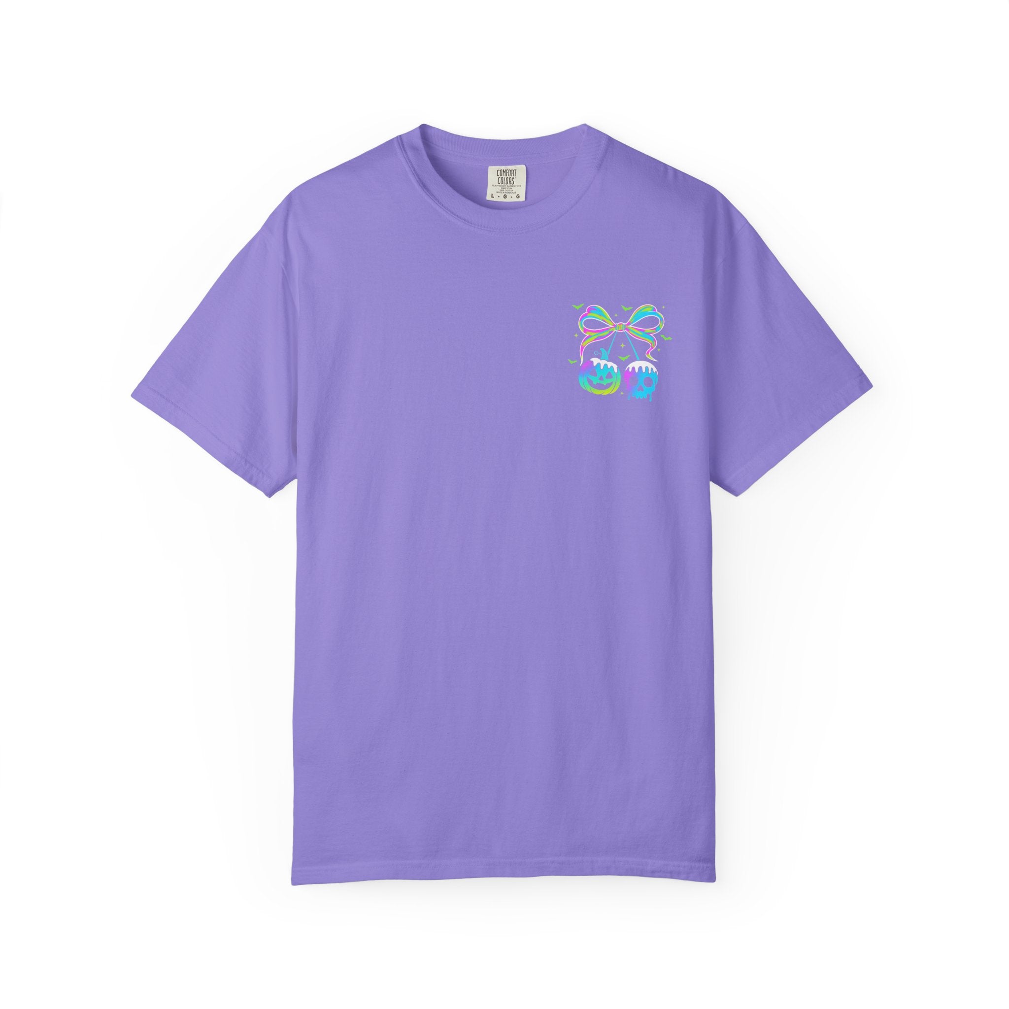 Boo Halloween Graphic T-Shirt — Cute Pastel Ghost & Bow Tee