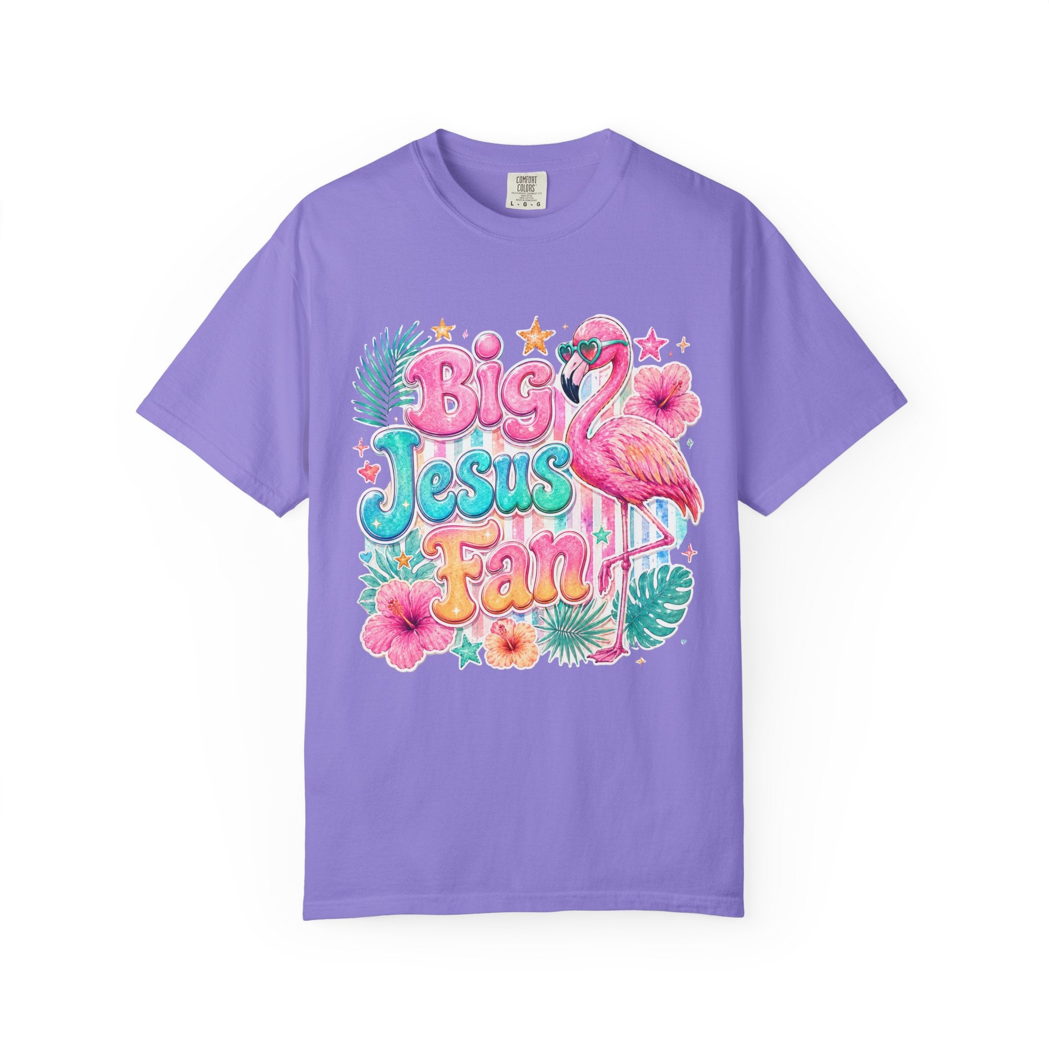 Big Jesus Fan T-Shirt — Tropical Flamingo Christian Graphic Tee