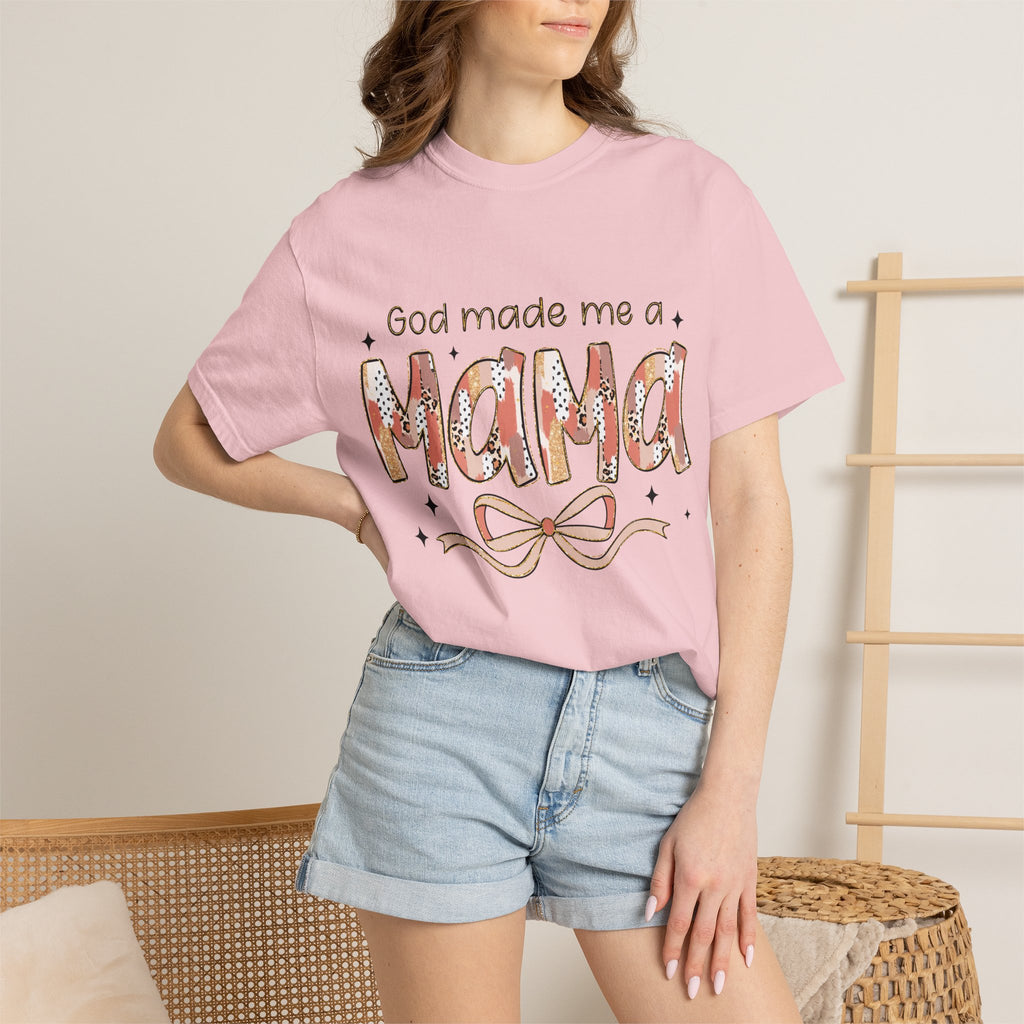 Mama Graphic T-Shirt — "God Made Me a Mama" Floral Design