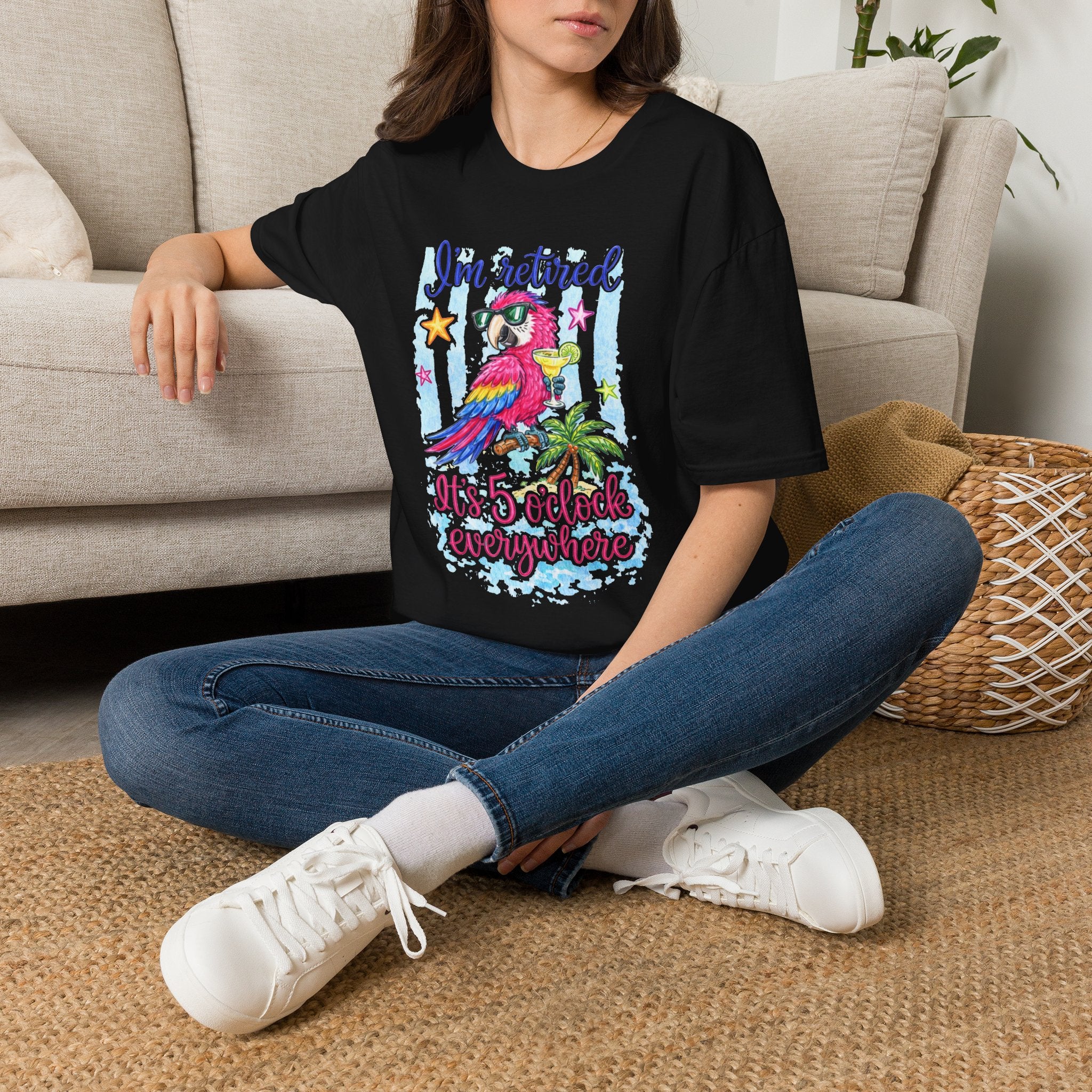 Retired Parrot T-Shirt — "I'm Retired" Colorful Tropical Bird Tee