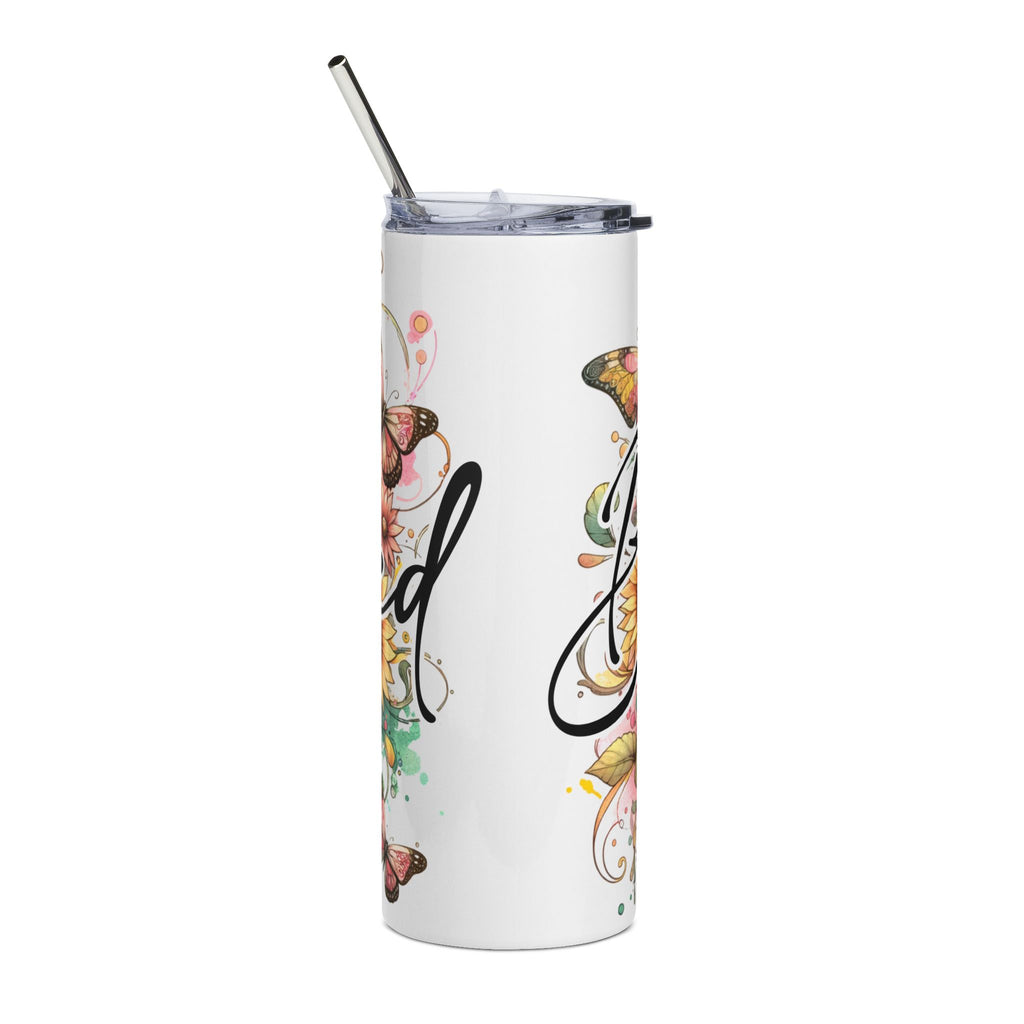 Blessed Floral Stainless Steel Tumbler – 20oz Sunflower & Butterfly Travel Cup