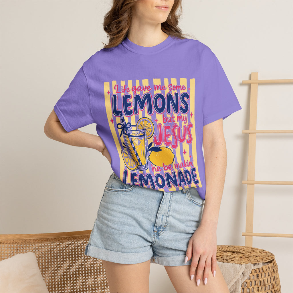 Christian Lemonade T-Shirt — “Life Gave Me Some Lemons but My Jesus” Graphic Tee