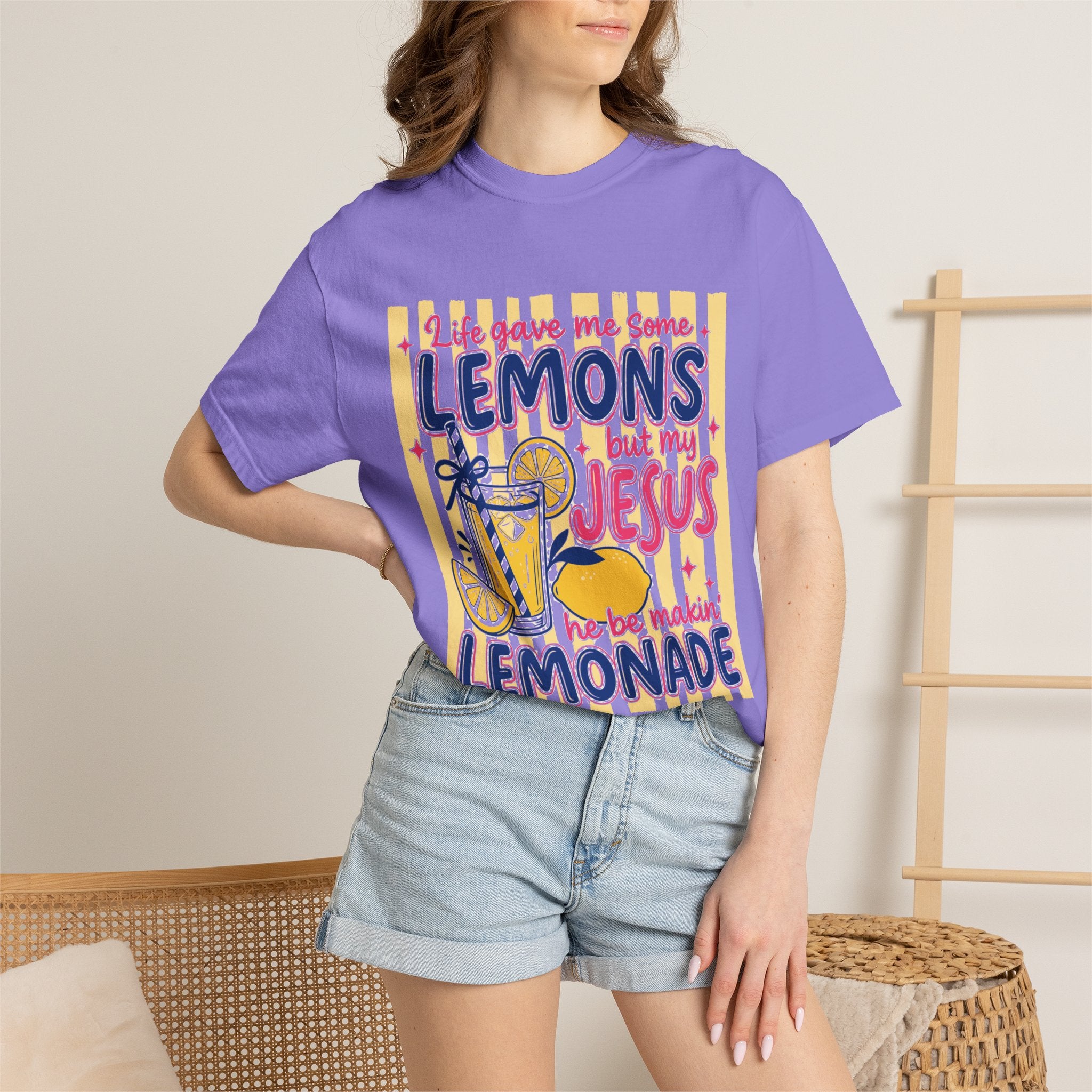Christian Lemonade T-Shirt — “Life Gave Me Some Lemons but My Jesus” Graphic Tee