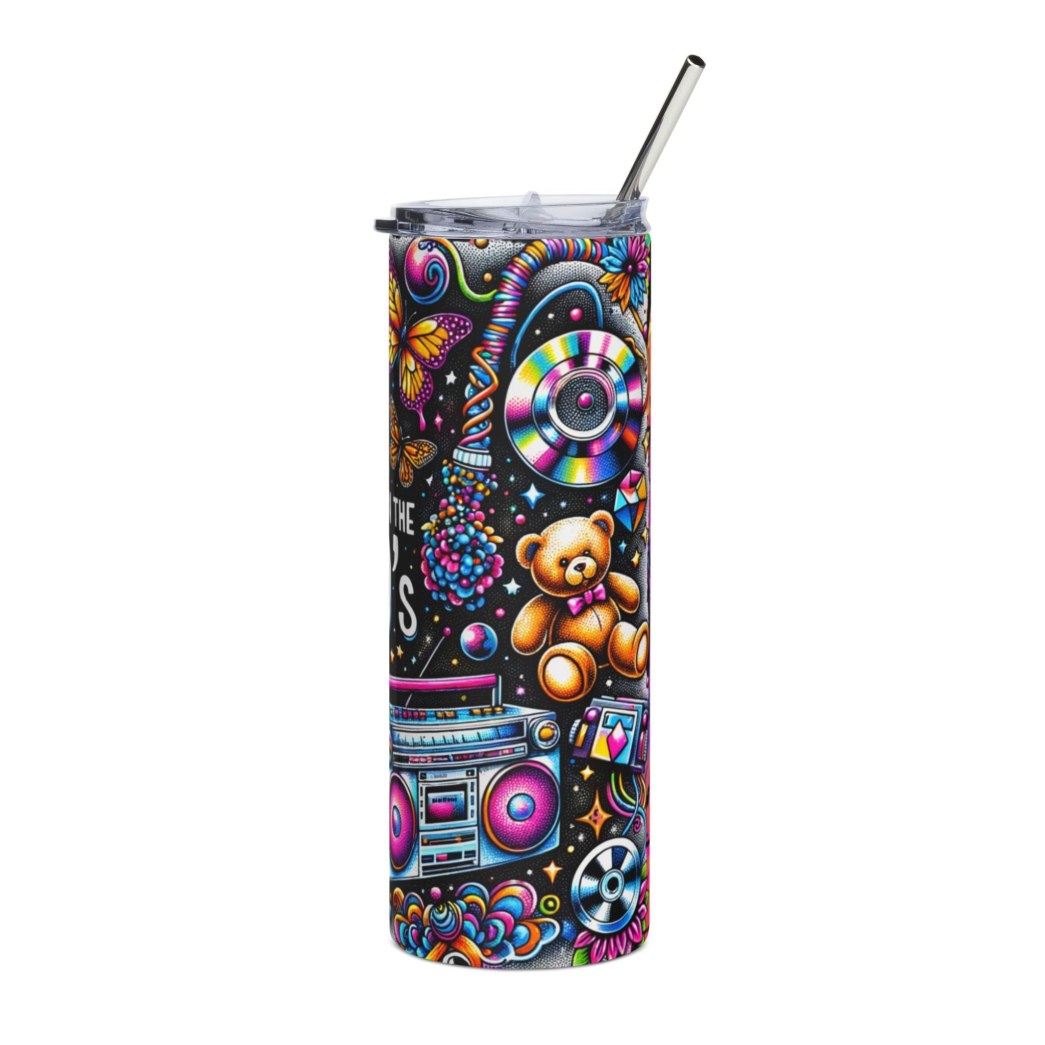 20oz Stainless Tumbler — Made in the 80s Retro Boombox & Roller Skate Design