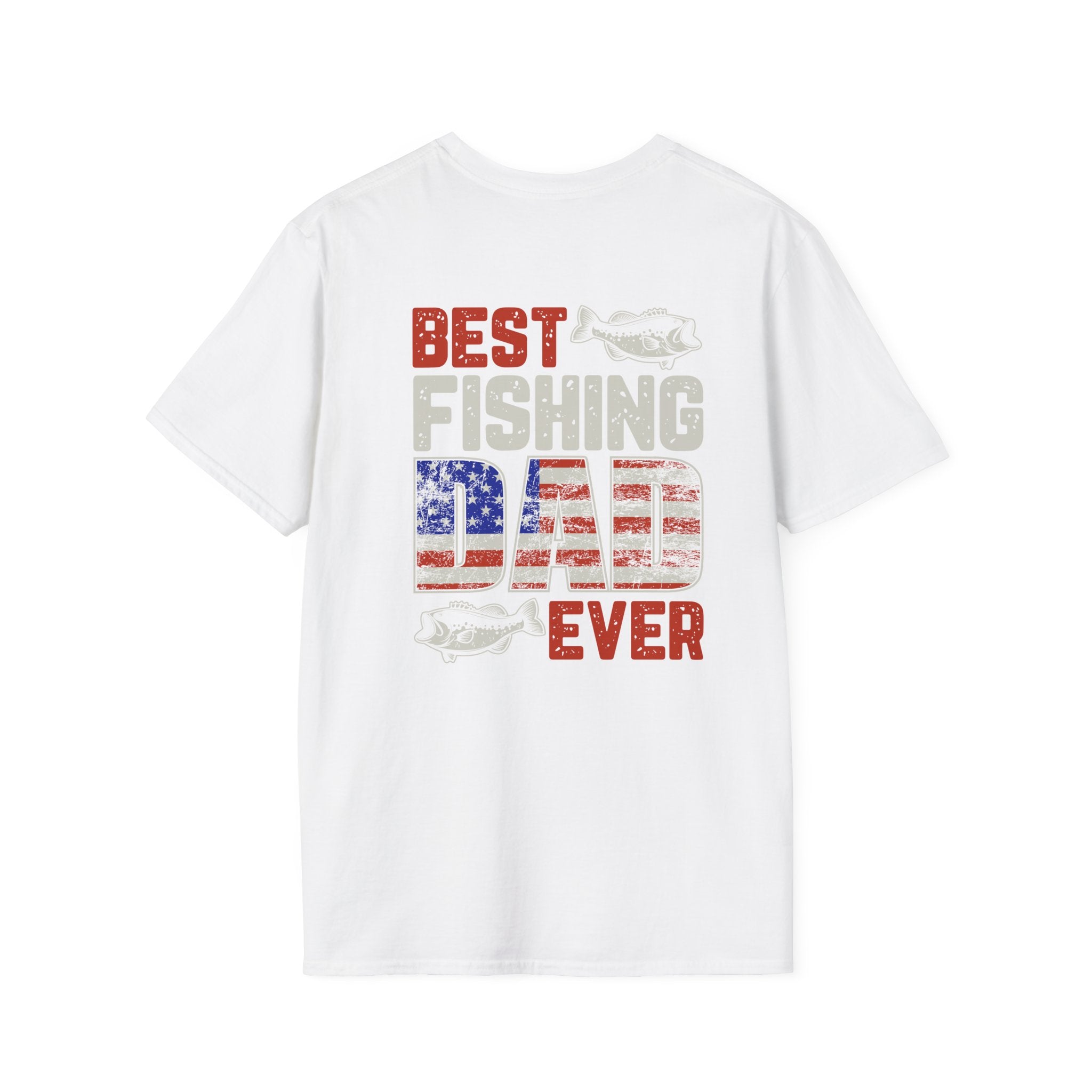 Fishing Dad T‑Shirt — "Best Fishing Dad Ever" Patriotic Pocket Tee