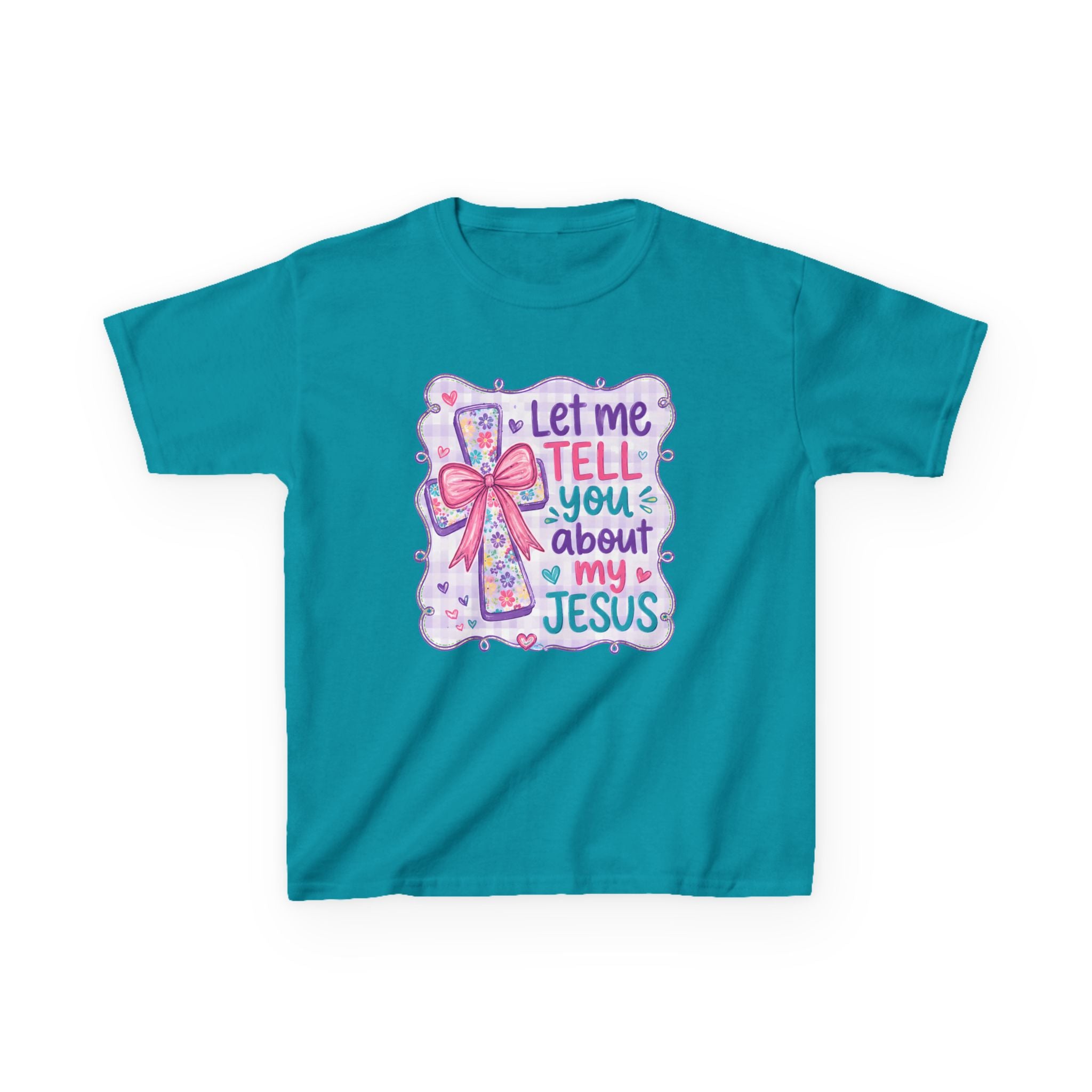 Kids Tee “Let Me Tell You About My Jesus” — Cute Christian Faith Shirt